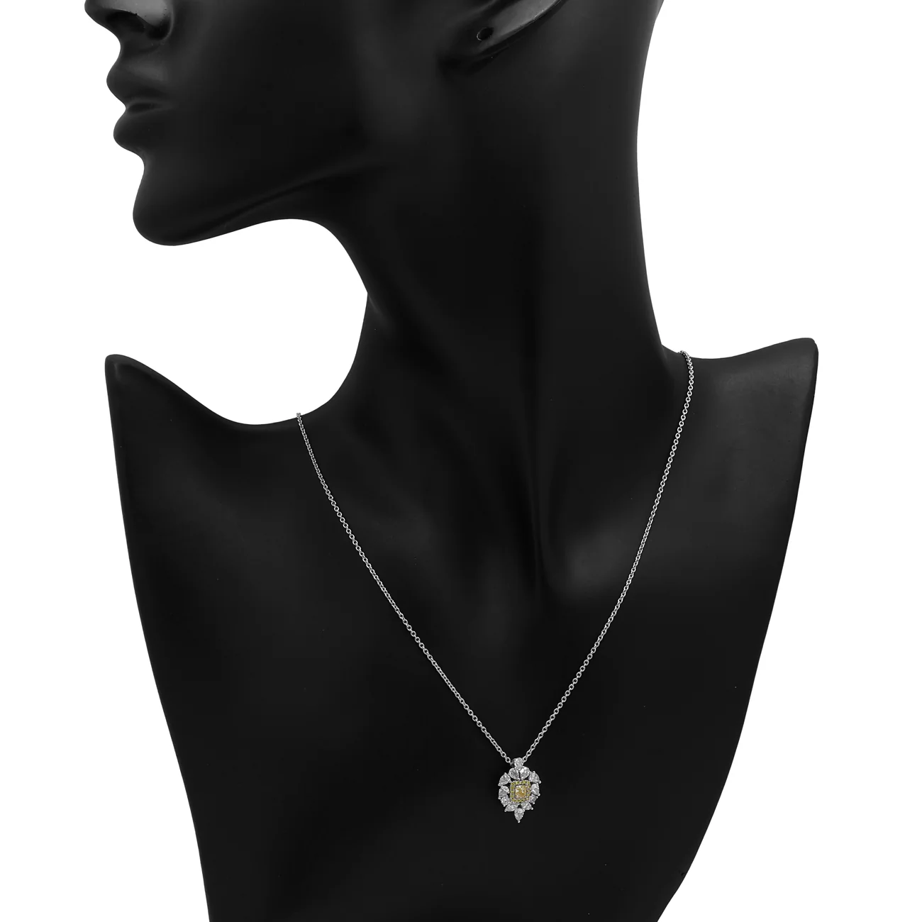 18K White Gold 0.26 Carat Fancy Light Yellow Diamond Pendant - Image 3