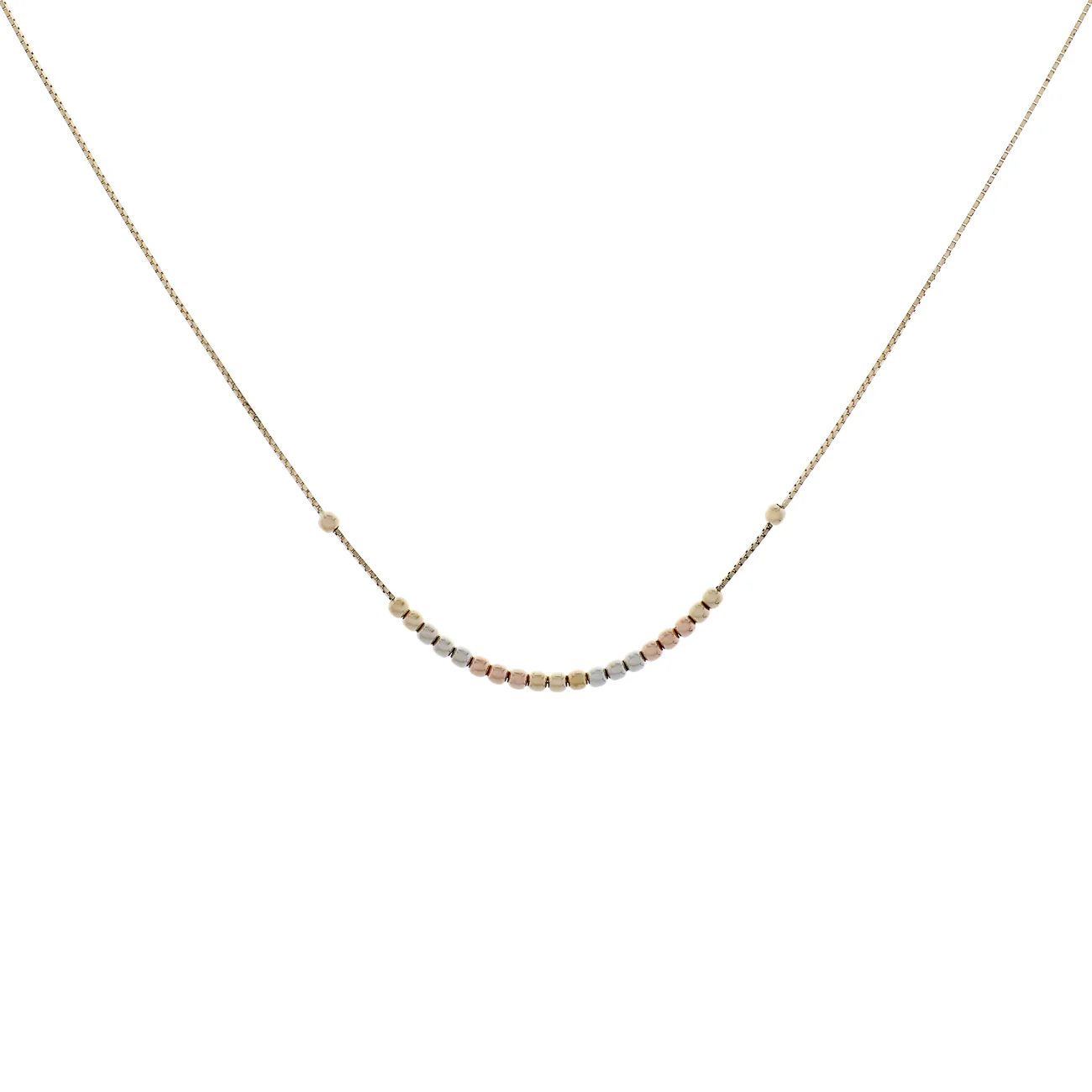 14K Tri-Gold Bead Necklace