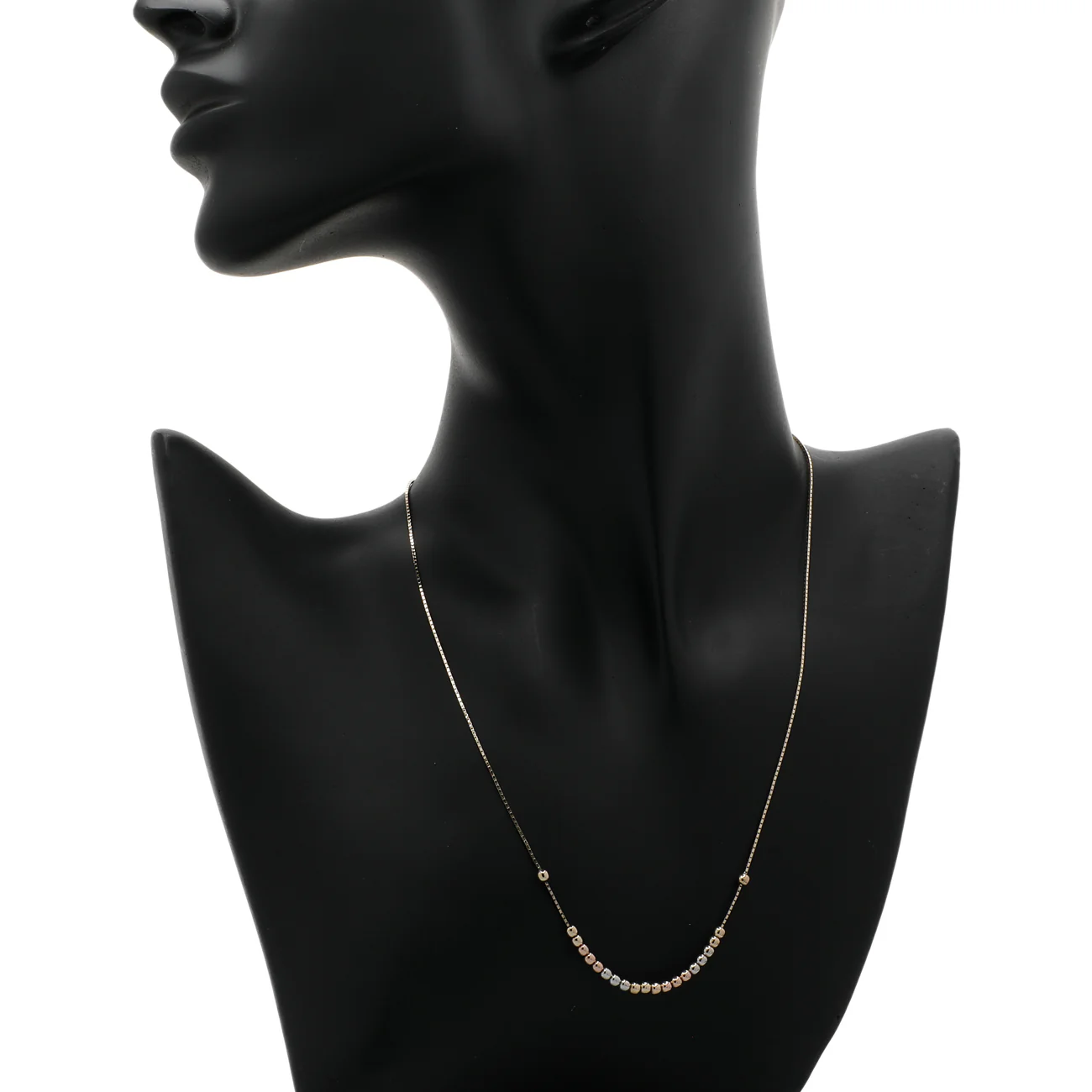 14K Tri-Gold Bead Necklace - Image 3