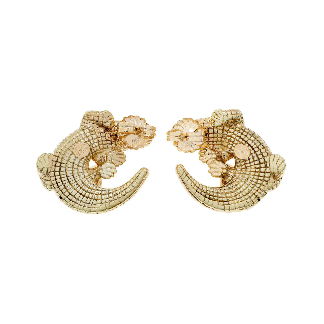 14K Yellow Gold Alligator Earrings - Image 2