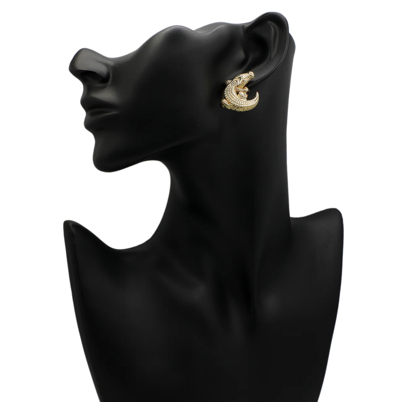 14K Yellow Gold Alligator Earrings - Image 3