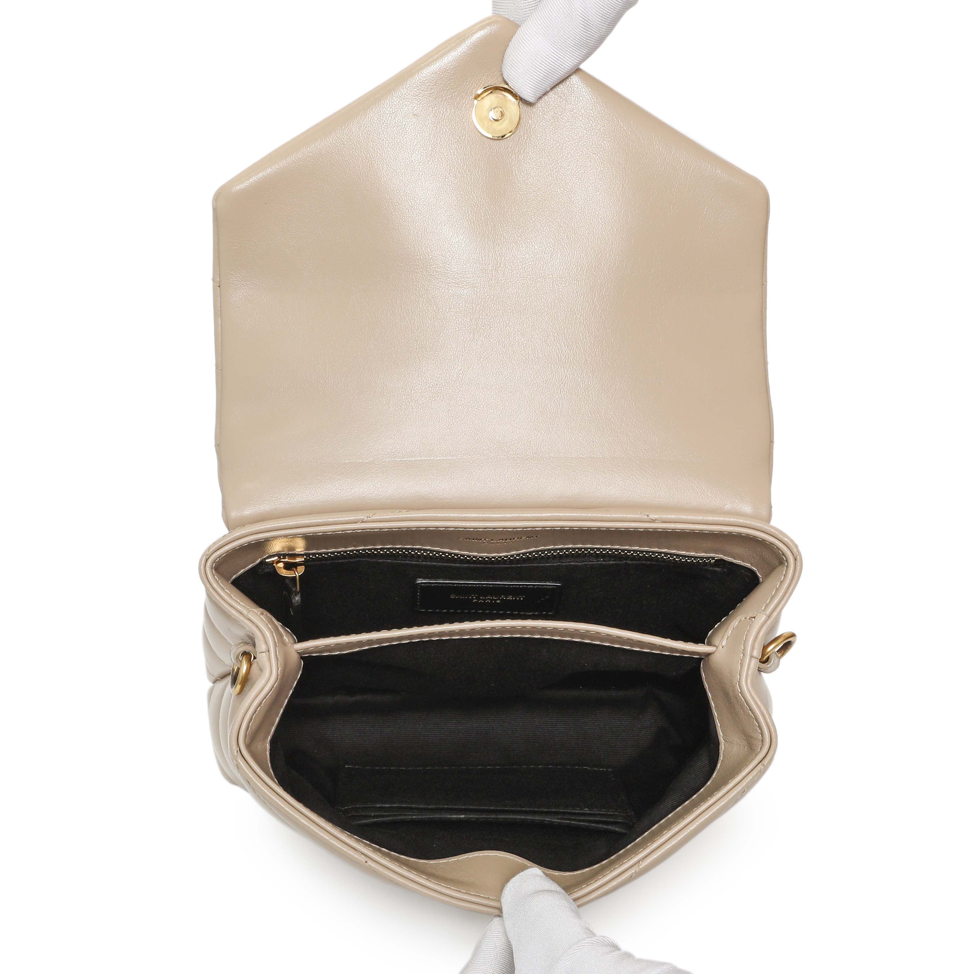 Saint Laurent Beige Calfskin Monogram Toy Loulou Crossbody - Image 4