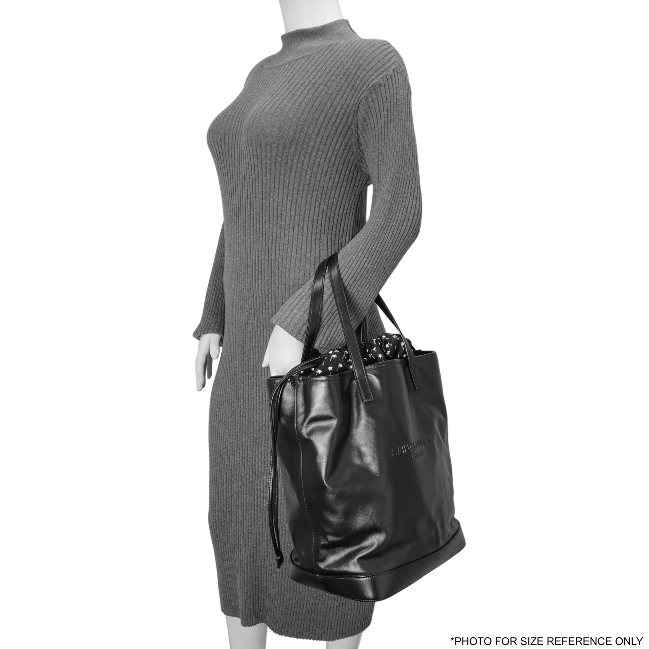 Saint Laurent Black Calfskin Debossed Teddy Shopping Bag - Image 8