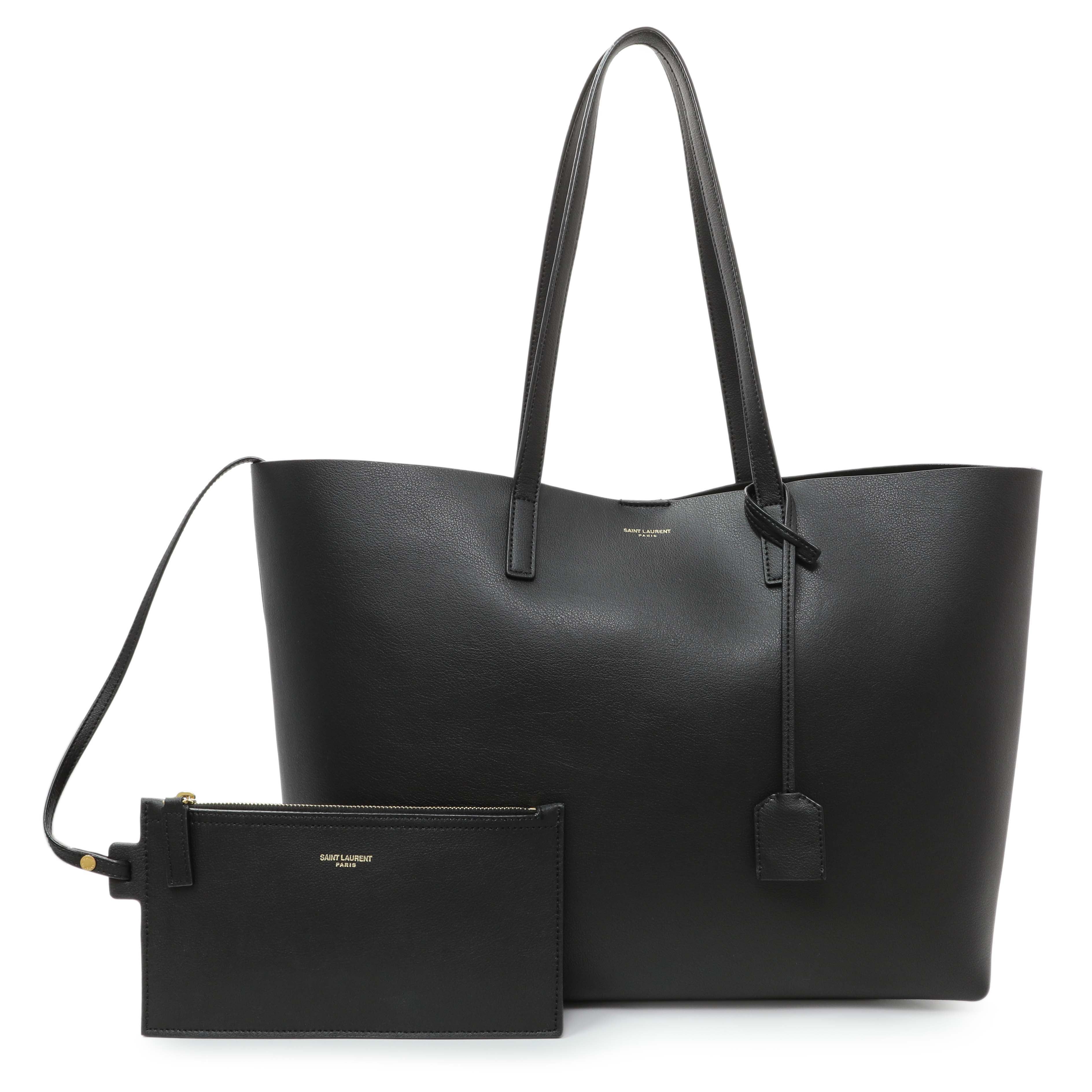 Saint Laurent Black Calfskin Large Shopping Tote