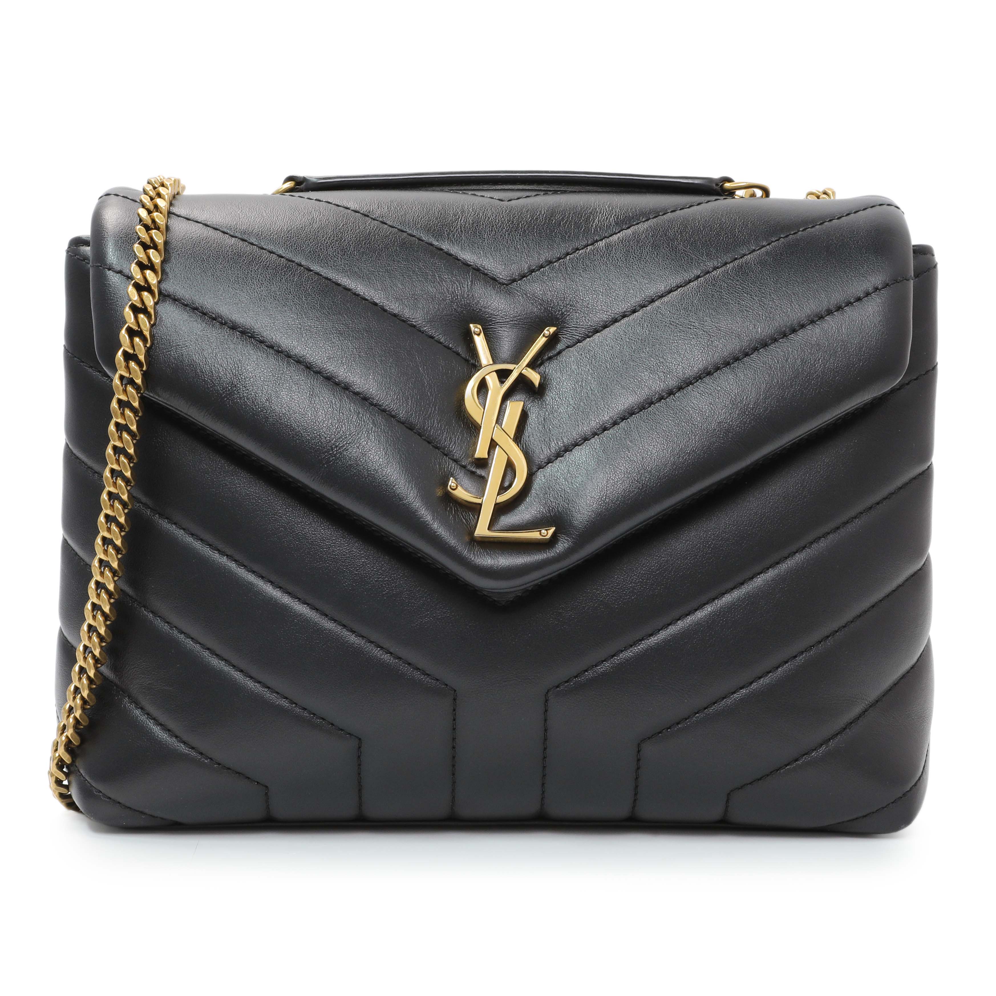 Saint Laurent Black Calfskin Loulou Chain Satchel Small