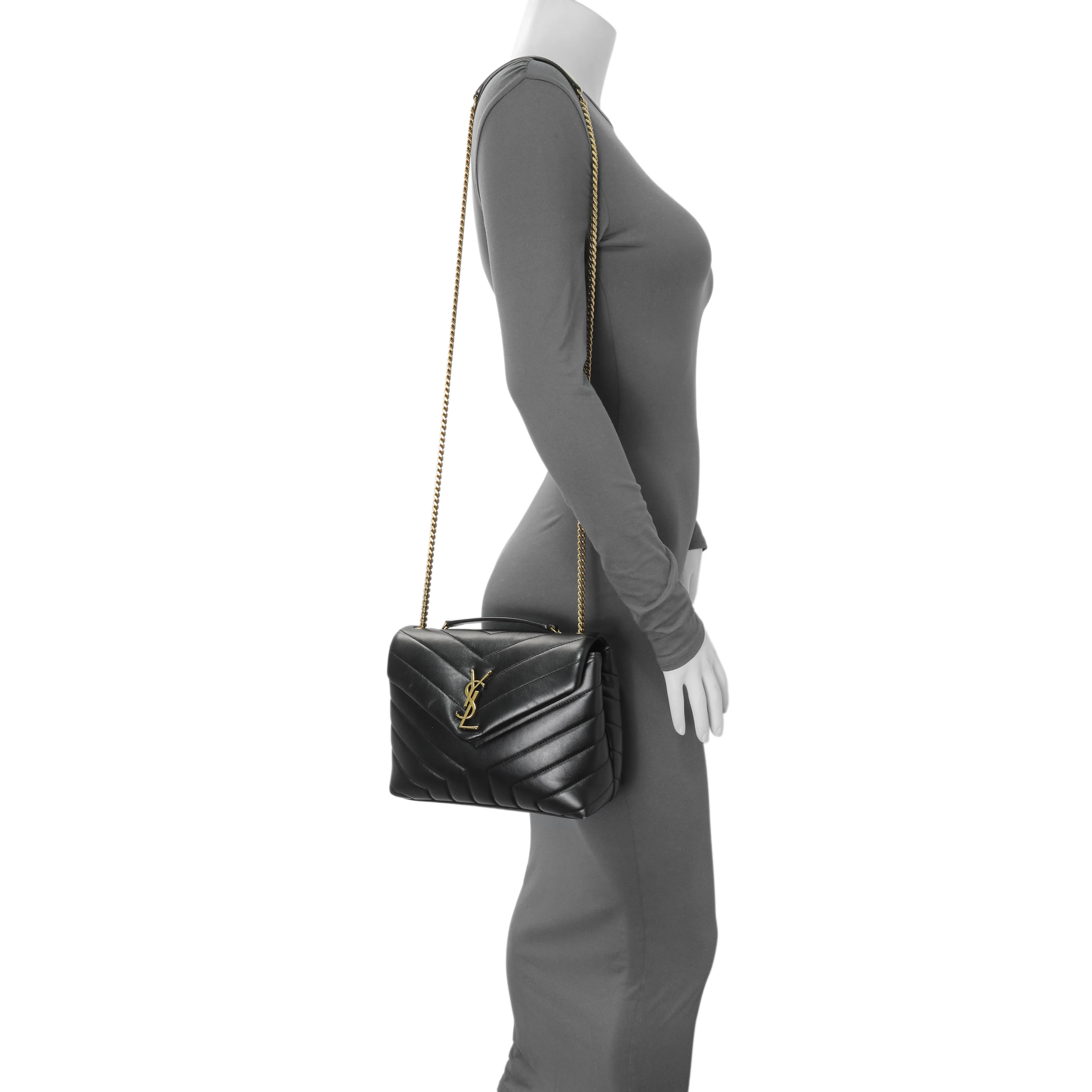 Saint Laurent Black Calfskin Loulou Chain Satchel Small - Image 11