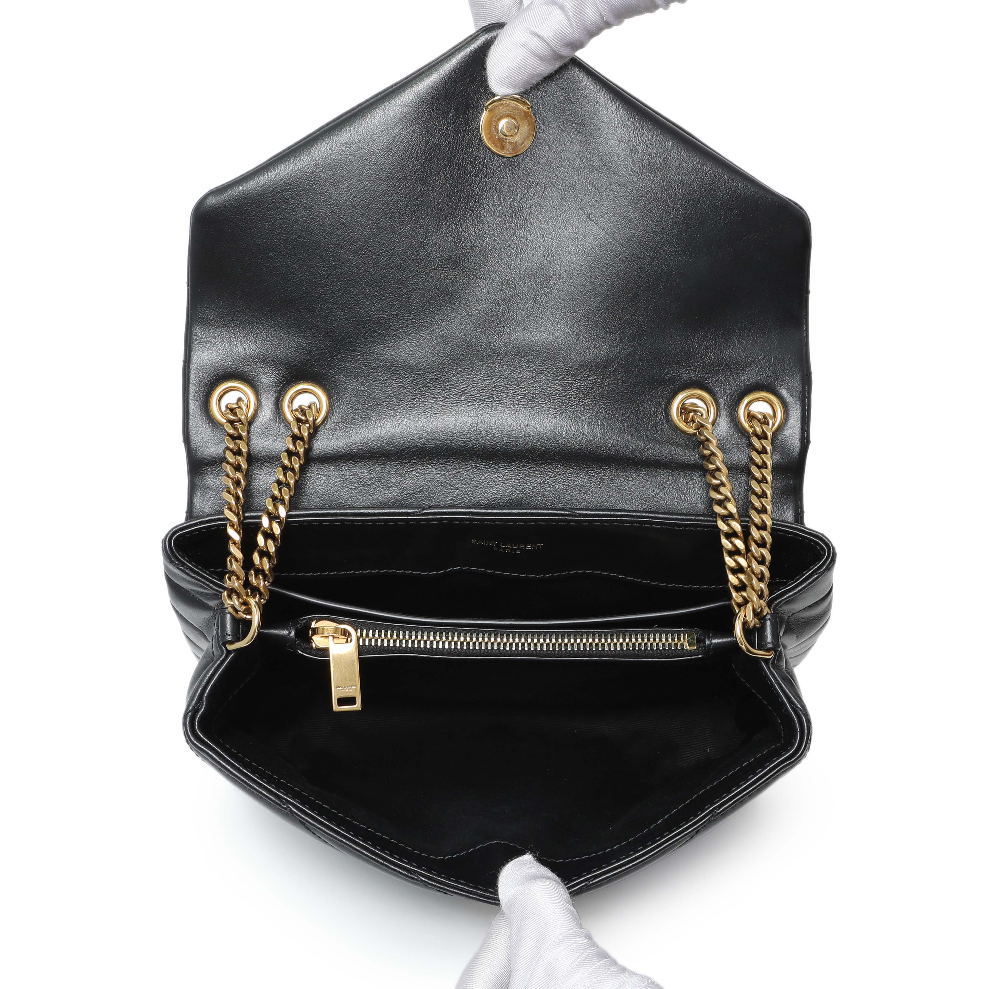 Saint Laurent Black Calfskin Loulou Chain Satchel Small - Image 8