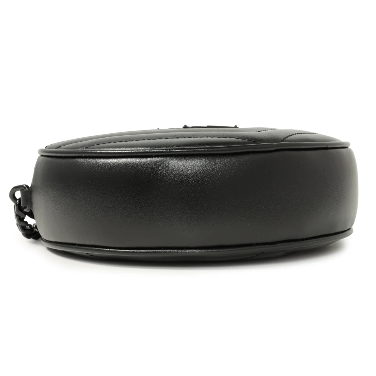 Saint Laurent Black Calfskin Matelasse Chevron Round Vinyle Camera Bag - Image 4