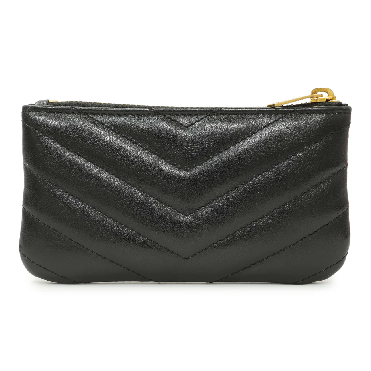 Saint Laurent Black Calfskin Matelasse Monogram Key Pouch - Image 2
