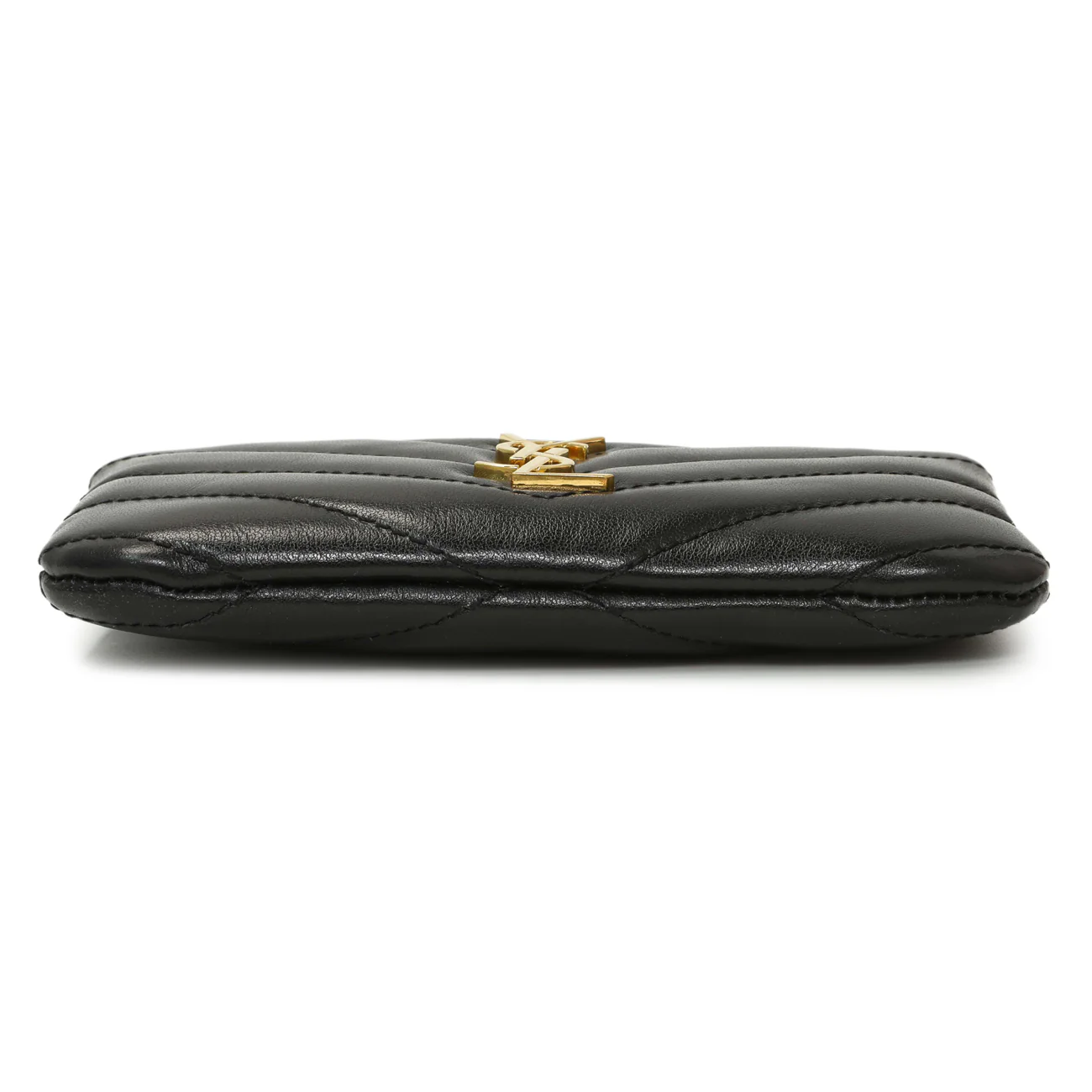 Saint Laurent Black Calfskin Matelasse Monogram Key Pouch - Image 3