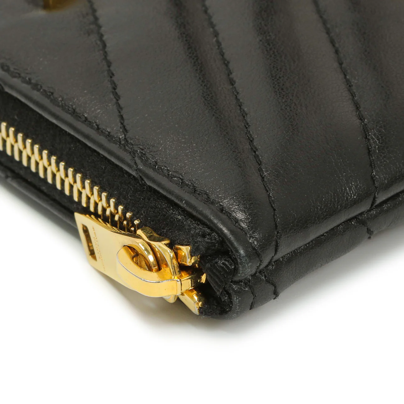 Saint Laurent Black Calfskin Matelasse Monogram Key Pouch - Image 5