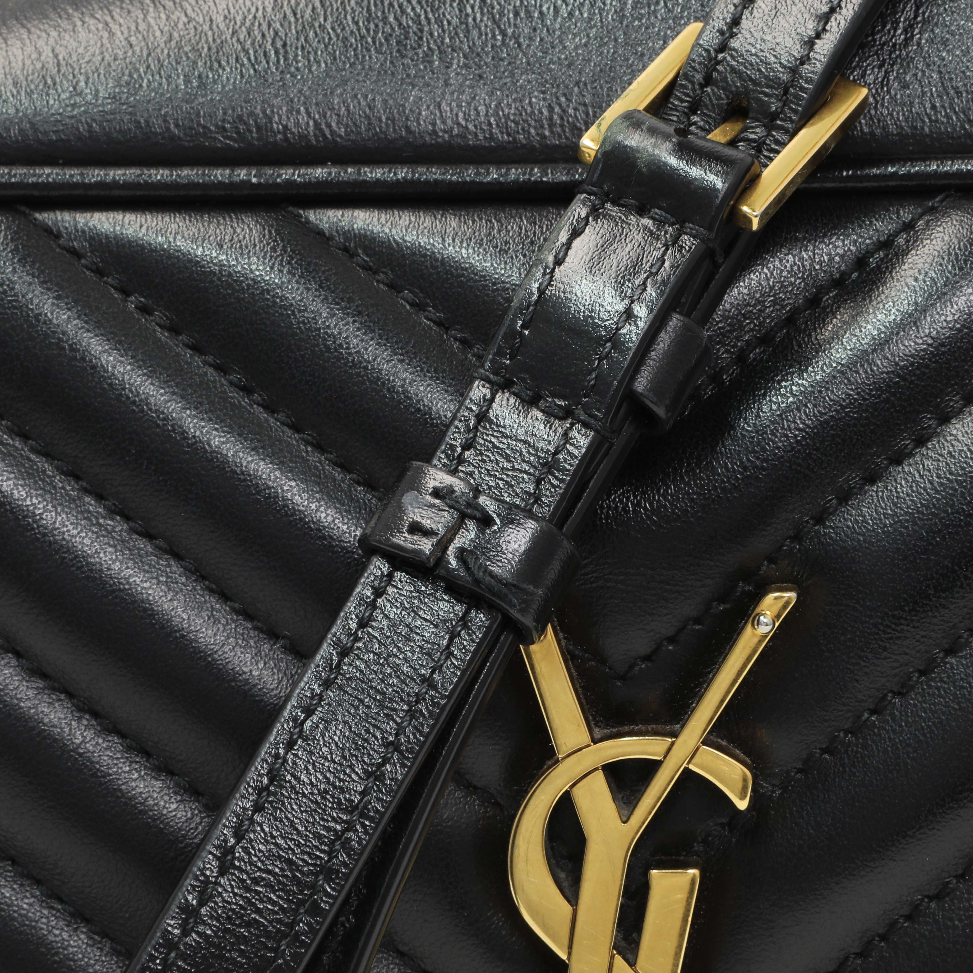 Saint Laurent Black Calfskin Matelasse Monogram Lou Camera Bag - Image 15