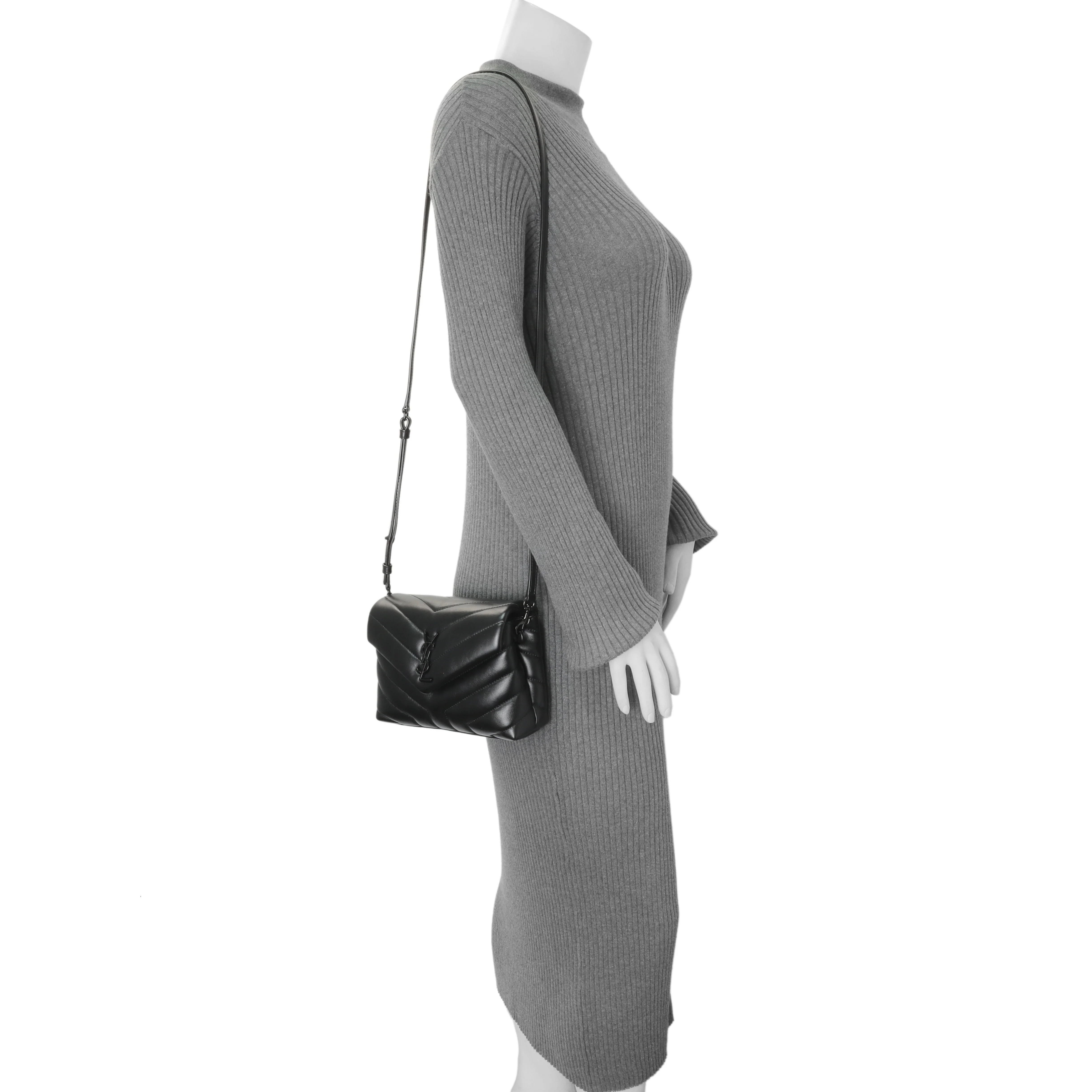 Saint Laurent Black Calfskin Monogram Toy Loulou Crossbody - Image 7
