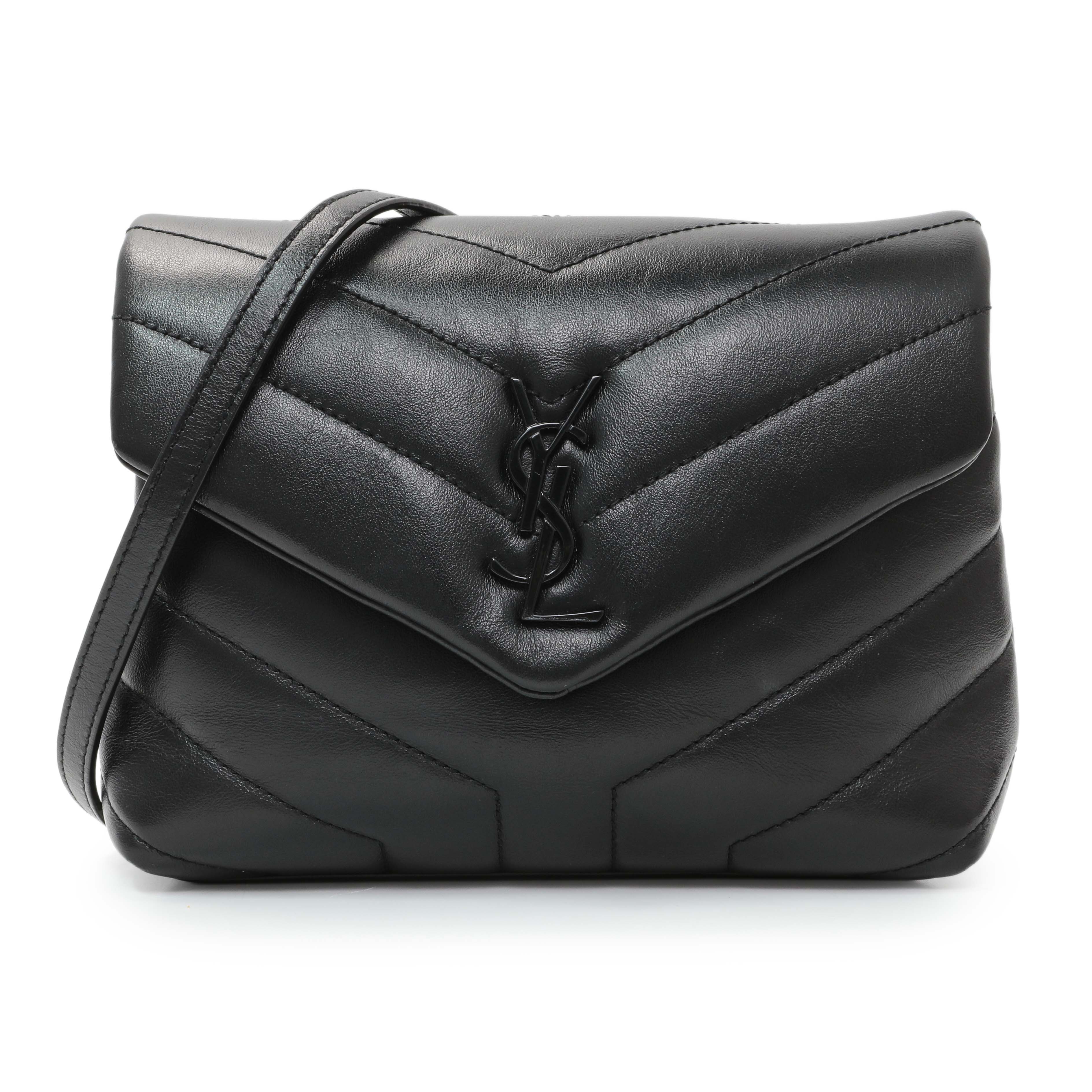 Saint Laurent Black Calfskin Monogram Toy Loulou Crossbody