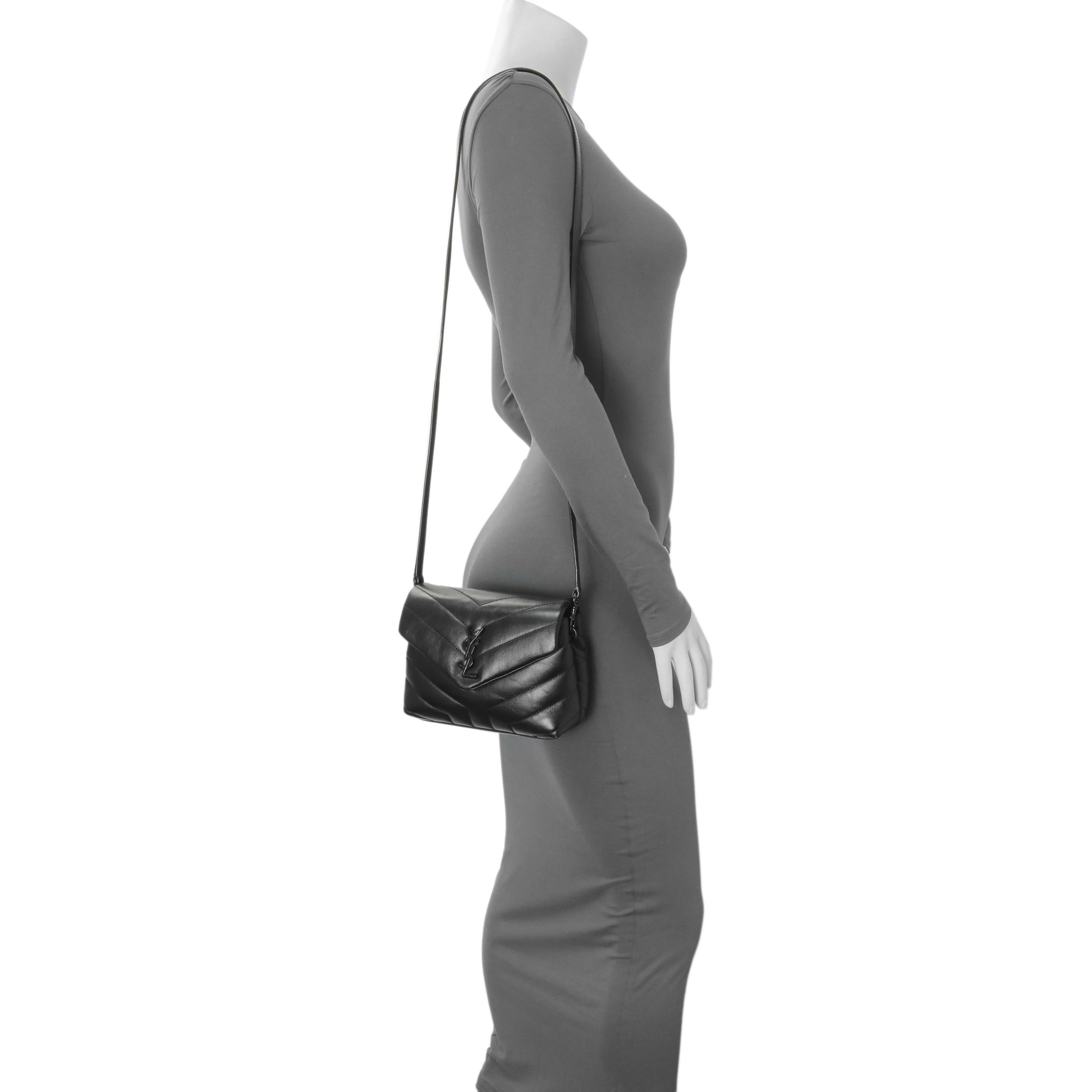 Saint Laurent Black Calfskin Monogram Toy Loulou Crossbody - Image 11