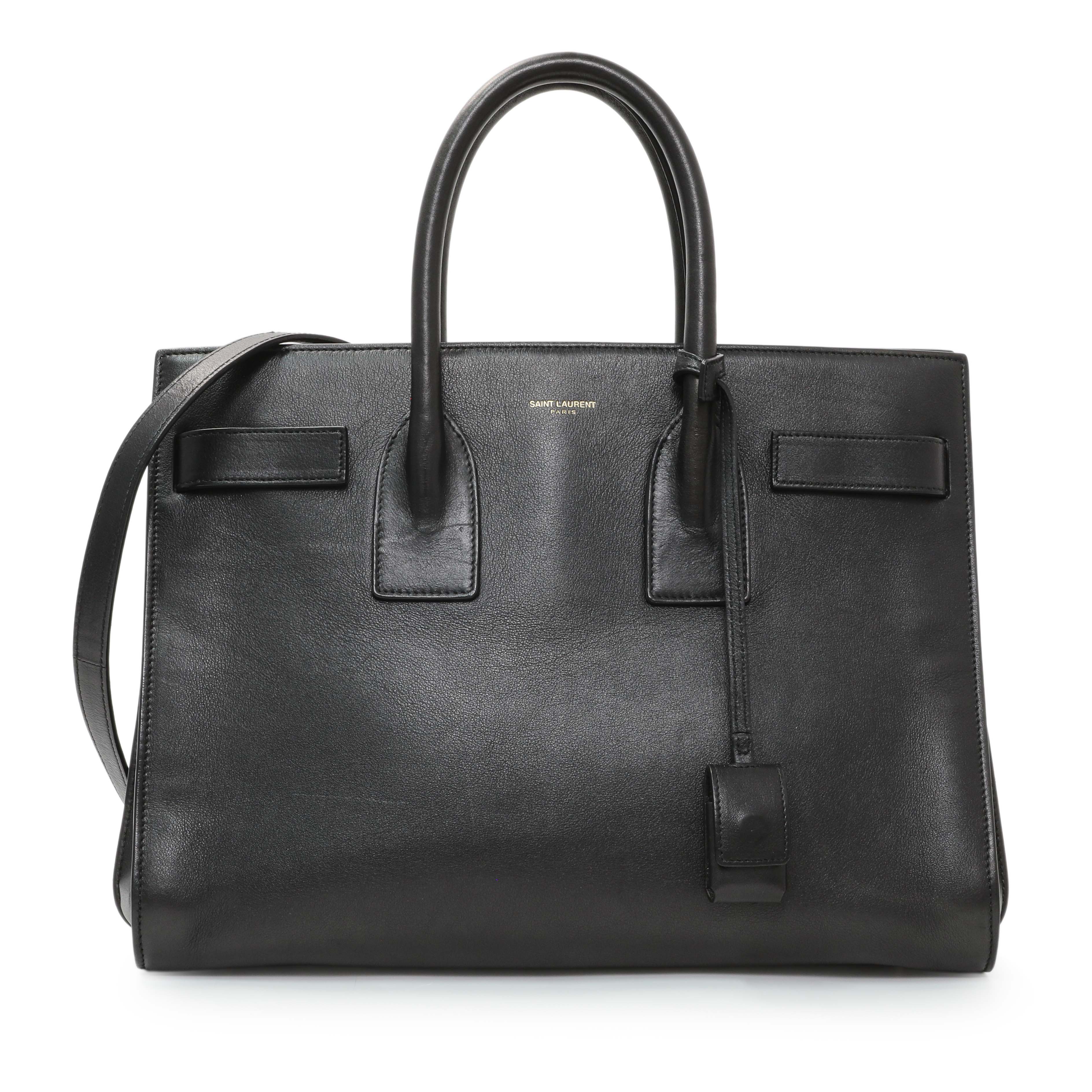 Saint Laurent Black Calfskin Small Sac De Jour