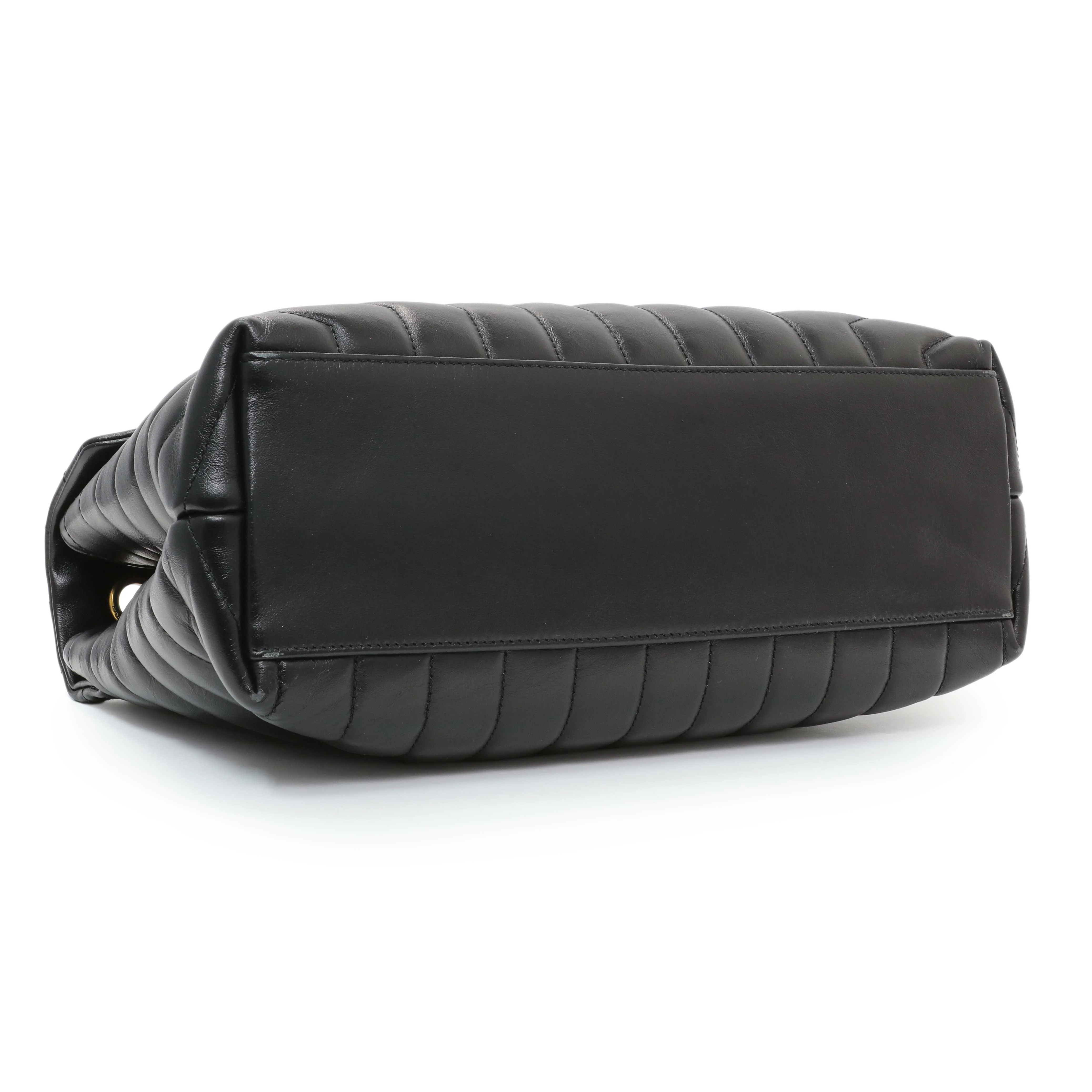 Saint Laurent Black Calfskin Y Quilted Monogram Medium Loulou Chain Satchel - Image 3