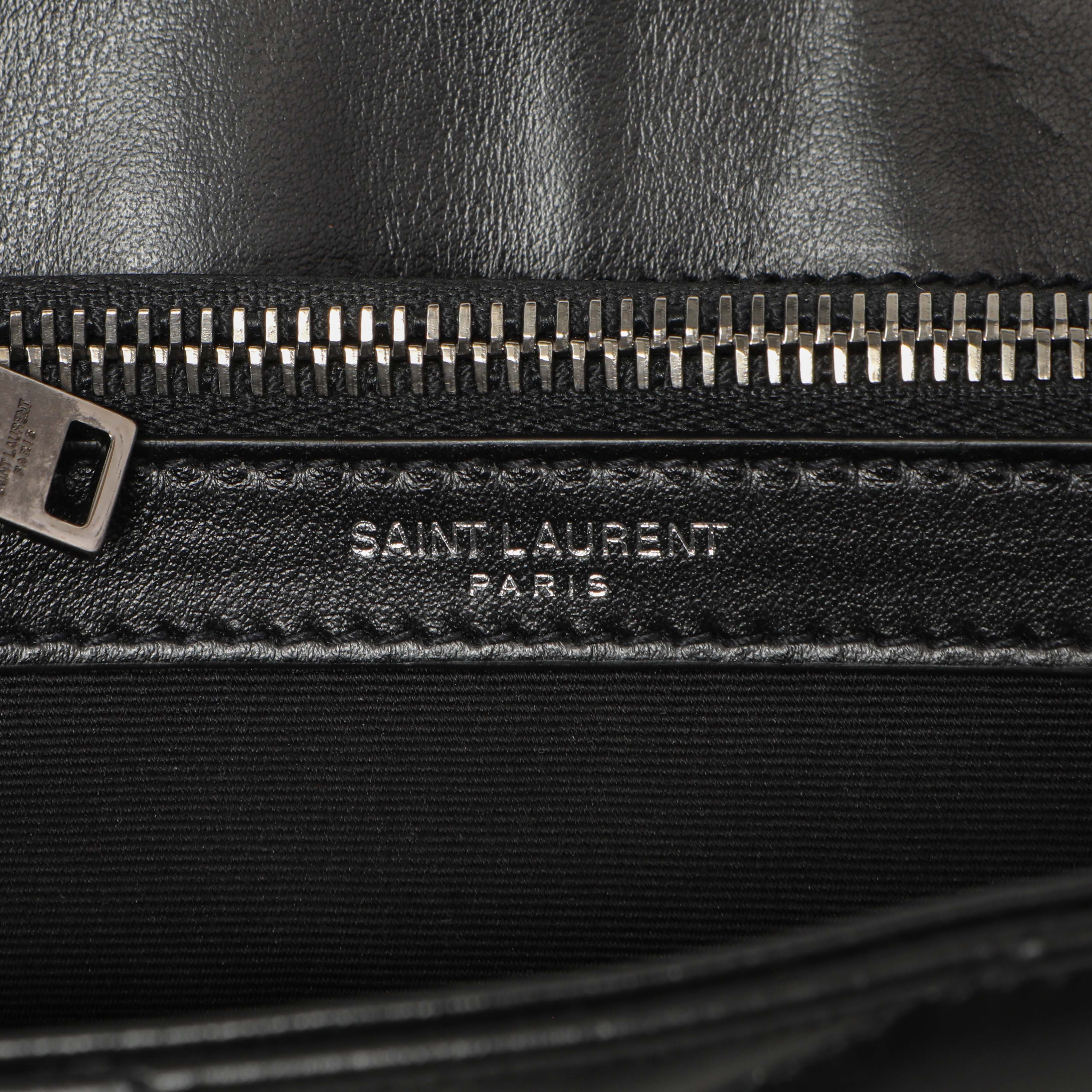 Saint Laurent Black Calfskin Y Quilted Monogram Small Charm Loulou Chain Satchel - Image 9