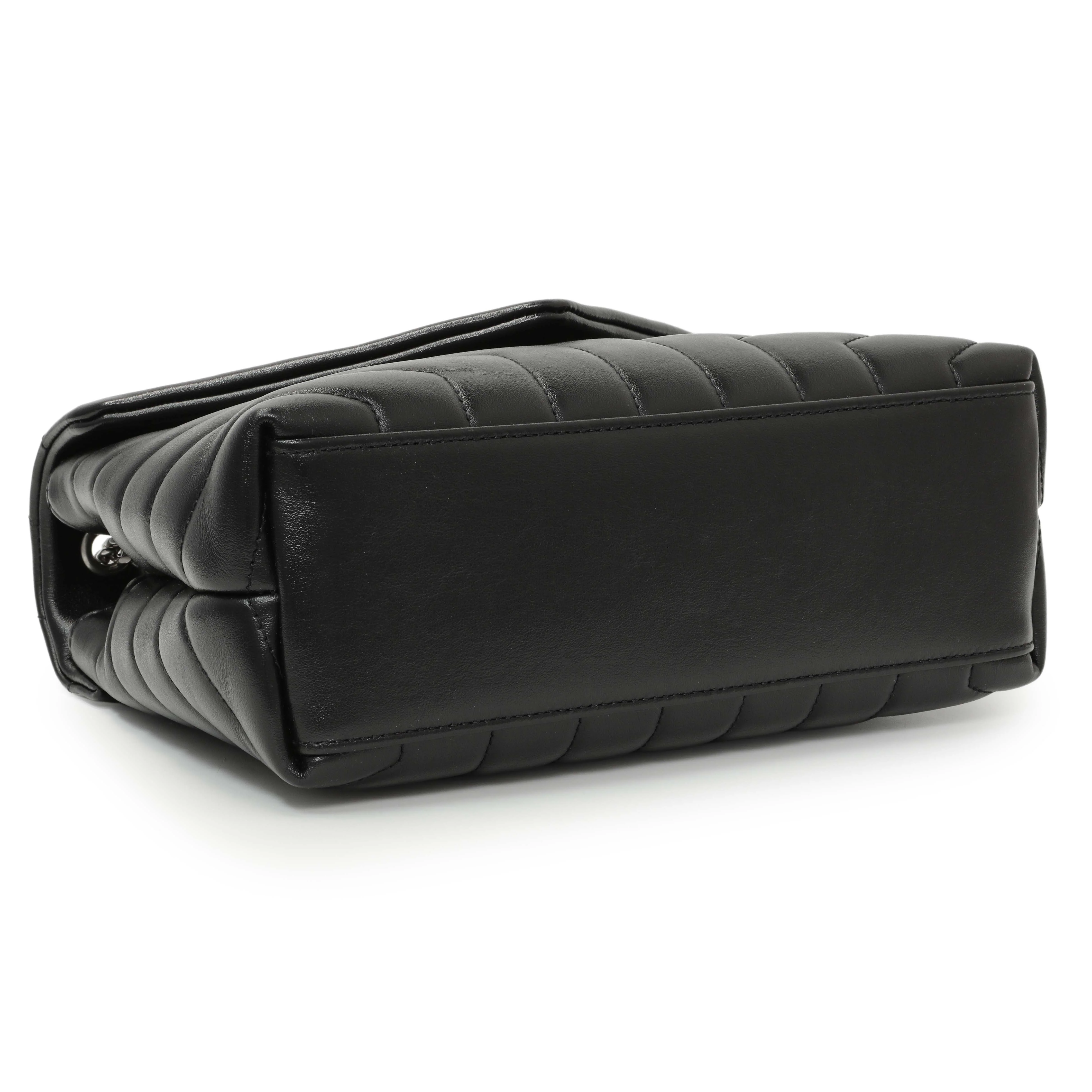 Saint Laurent Black Calfskin Y Quilted Monogram Small Loulou Chain Satchel - Image 3