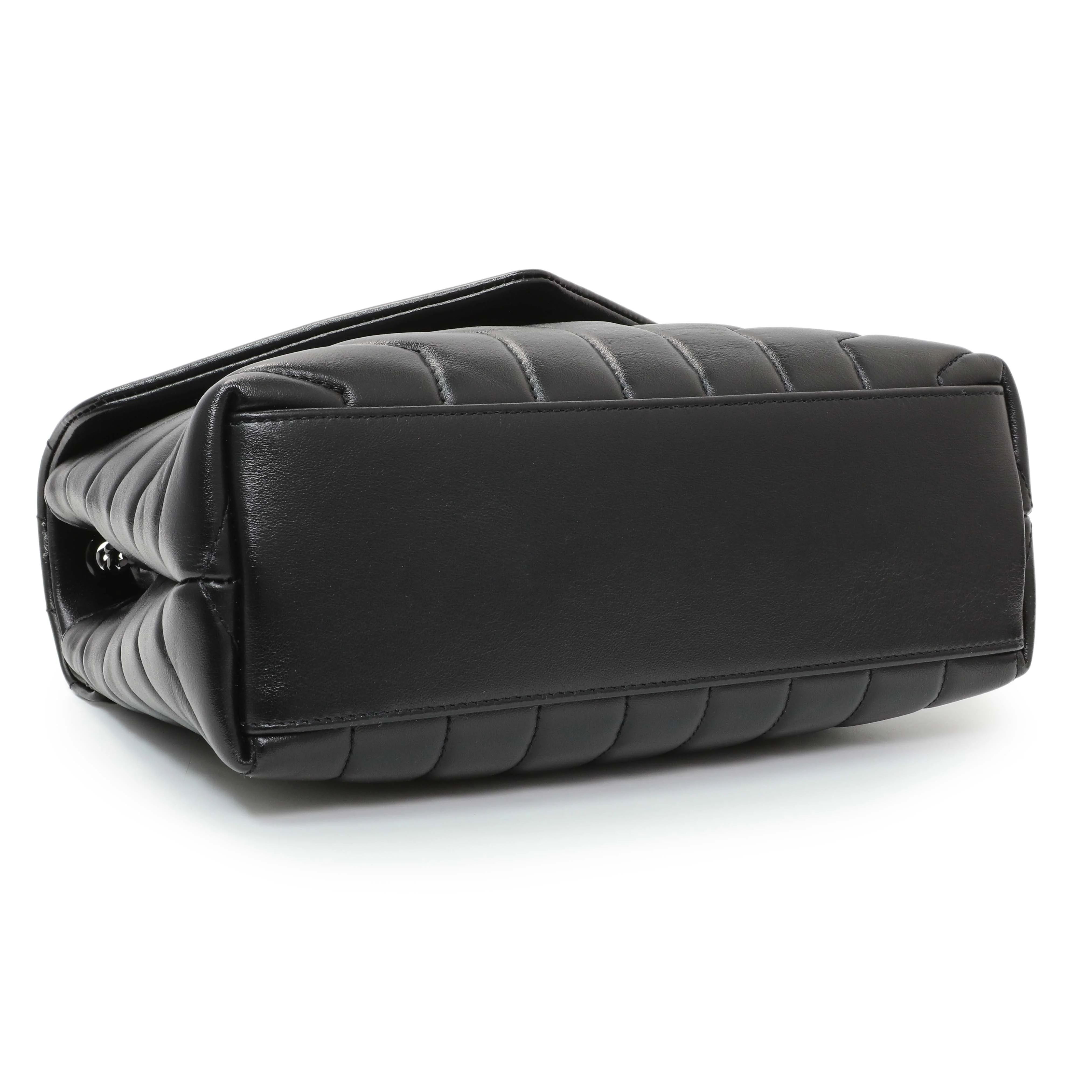 Saint Laurent Black Calfskin Y Quilted Monogram Small Loulou Chain Satchel - Image 3