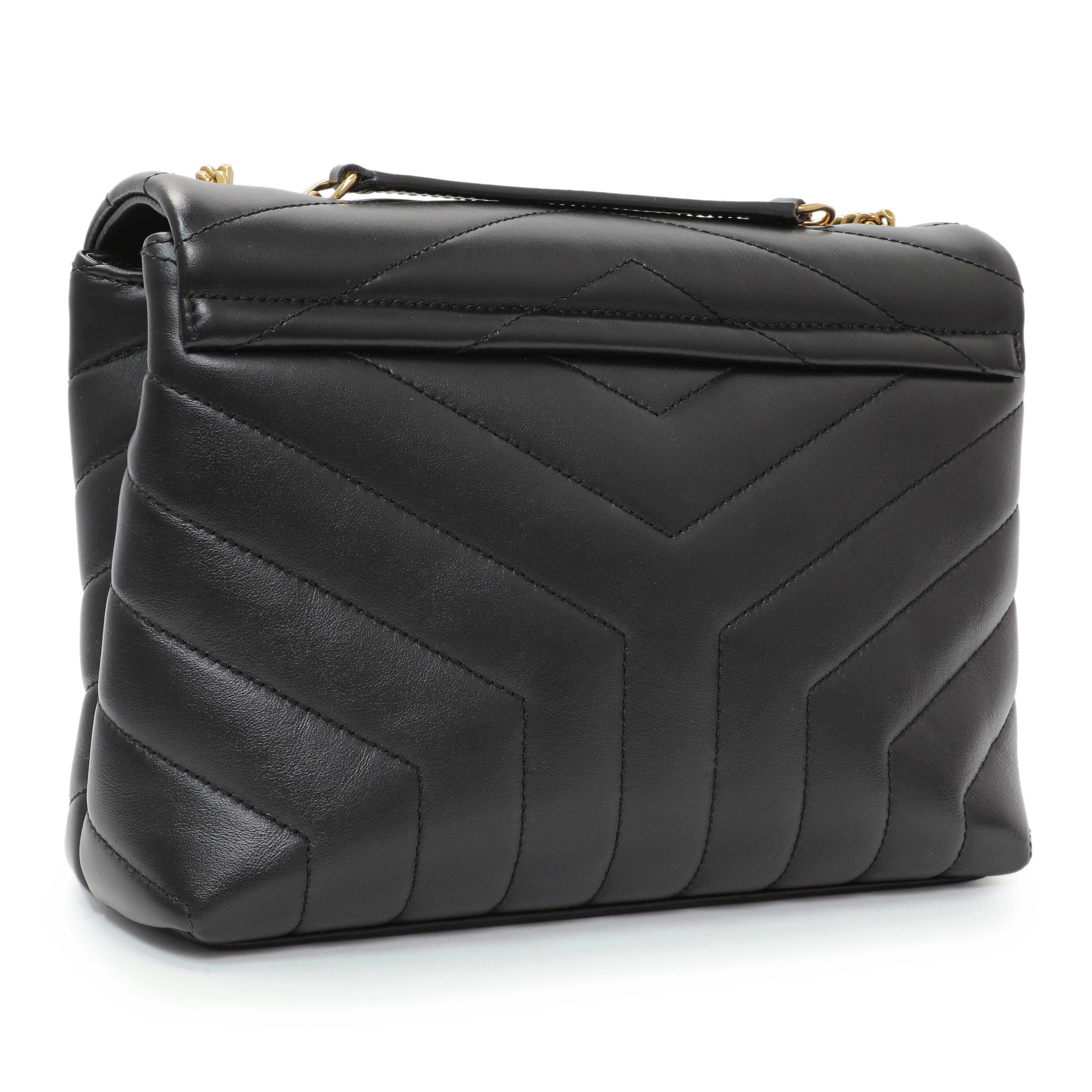 Saint Laurent Black Calfskin Y Quilted Monogram Small Loulou Chain Satchel - Image 2