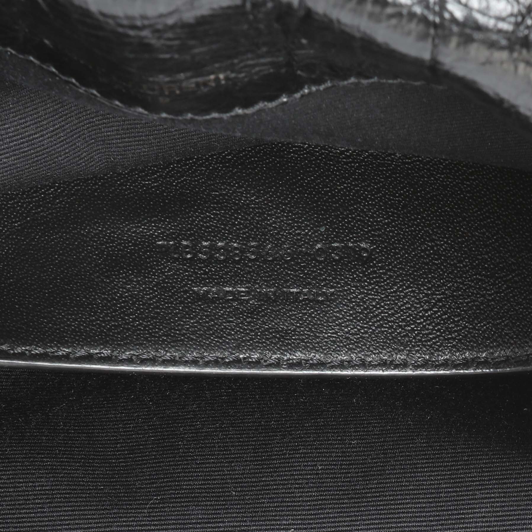 Saint Laurent Black Crinkled Calfskin Matelasse Monogram Baby Niki Chain Satchel - Image 10