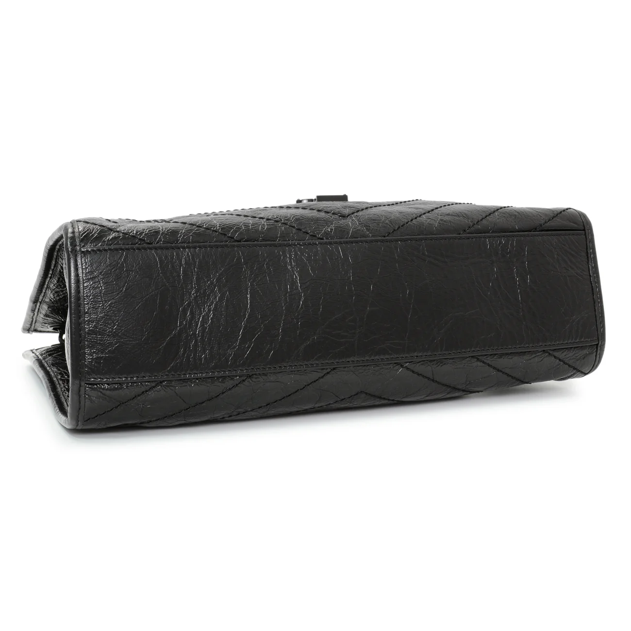 Saint Laurent Black Crinkled Calfskin Matelasse Monogram Medium Niki Shopper - Image 3