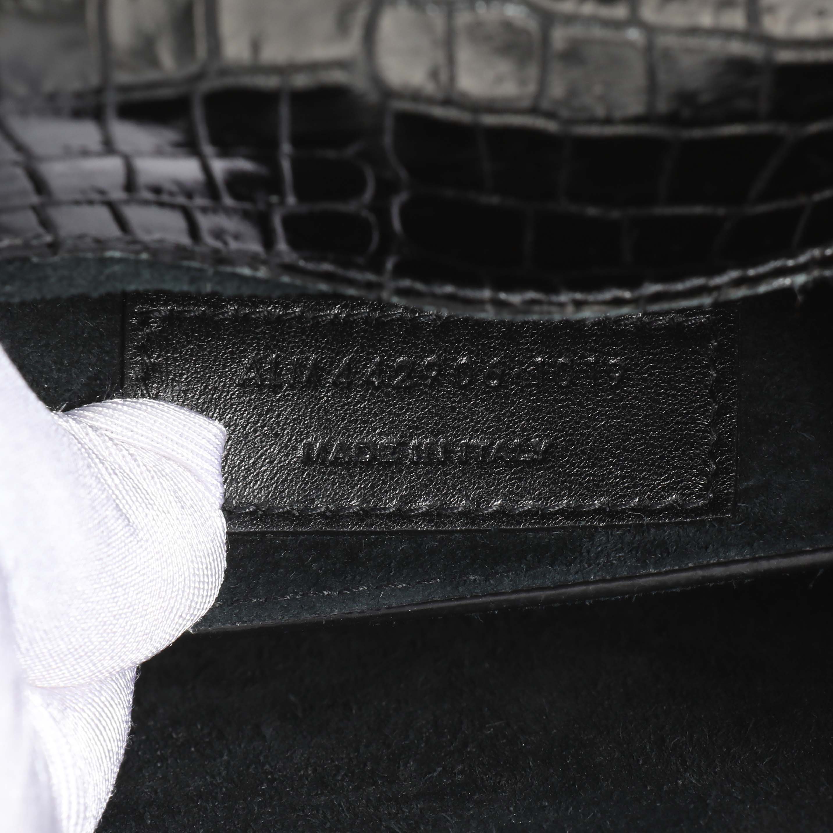Saint Laurent Black Crocodile Embossed Calfskin Medium Monogram Sunset - Image 10