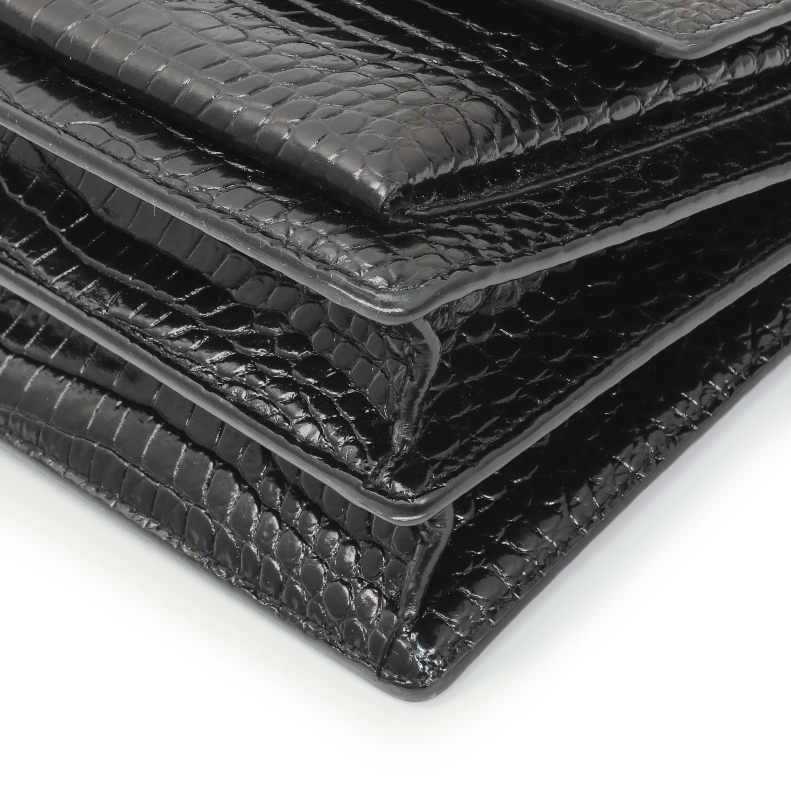 Saint Laurent Black Crocodile Embossed Calfskin Medium Monogram Sunset - Image 5