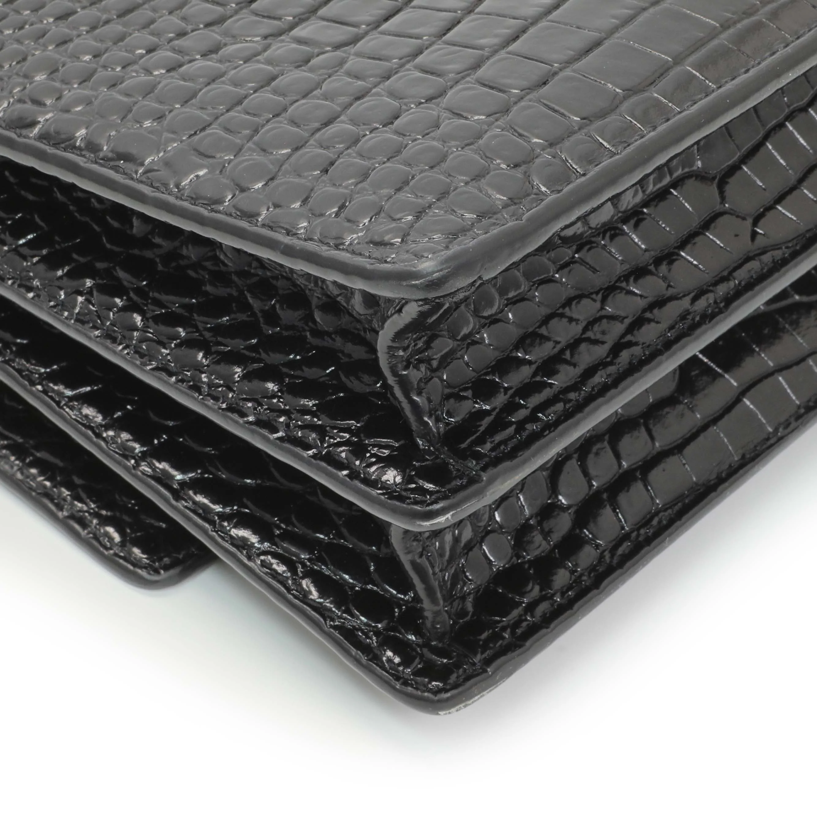 Saint Laurent Black Crocodile Embossed Calfskin Medium Monogram Sunset - Image 6