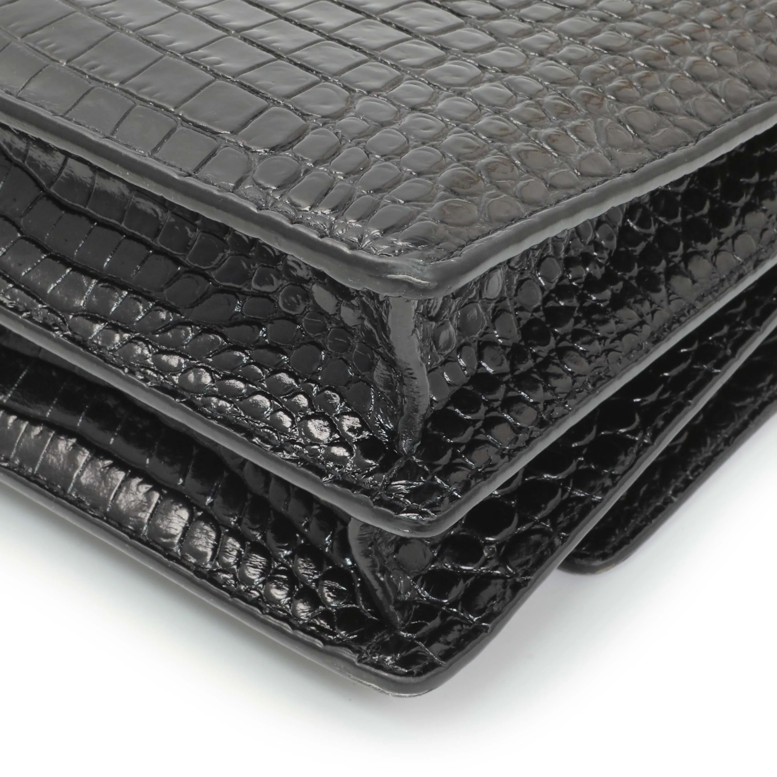 Saint Laurent Black Crocodile Embossed Calfskin Medium Monogram Sunset - Image 7