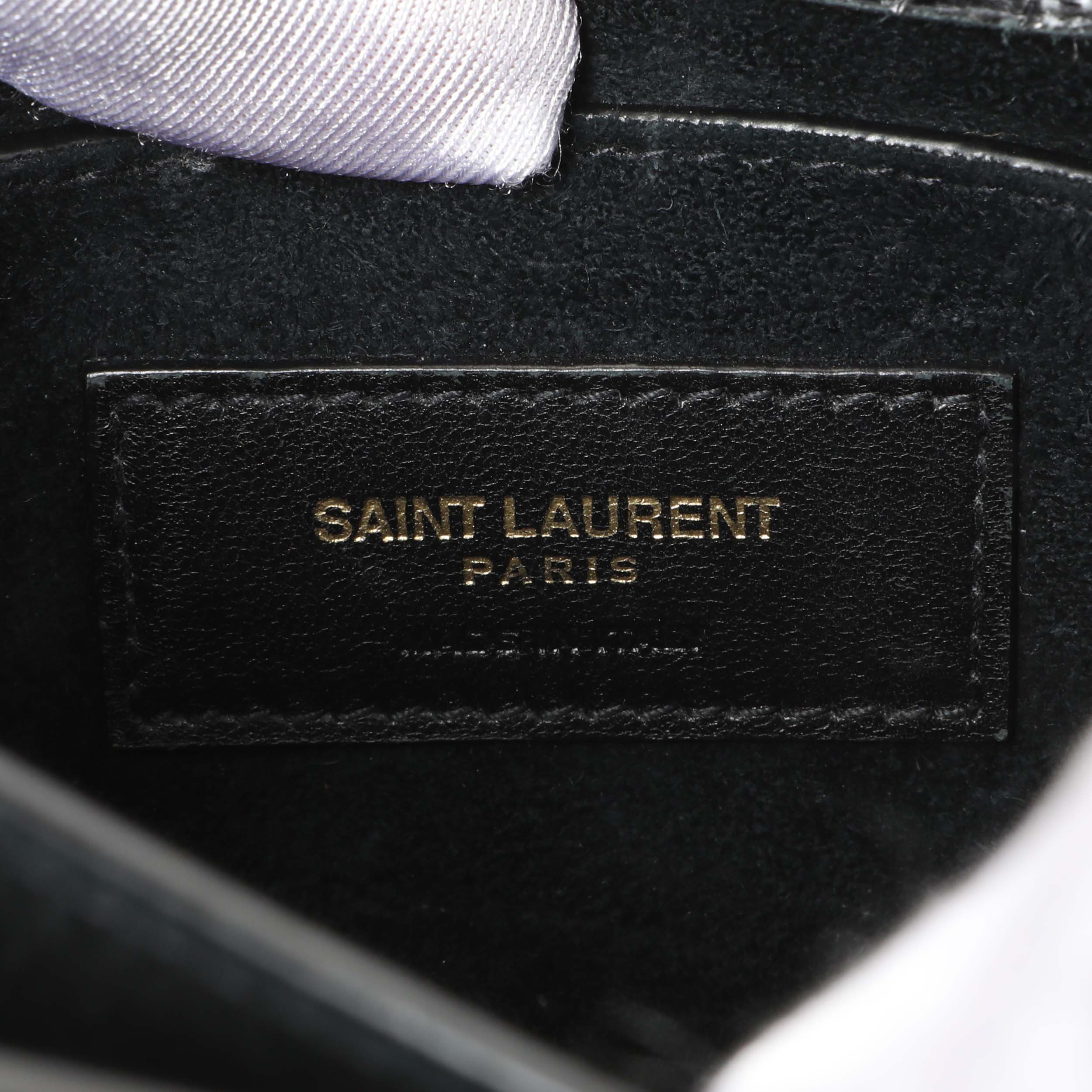 Saint Laurent Black Crocodile Embossed Calfskin Medium Monogram Sunset - Image 9