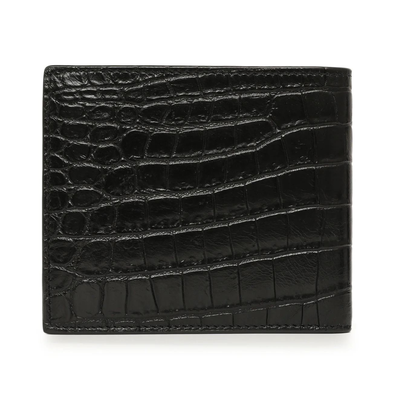 Saint Laurent Black Crocodile Embossed Tiny Cassandre East/West Wallet - Image 2