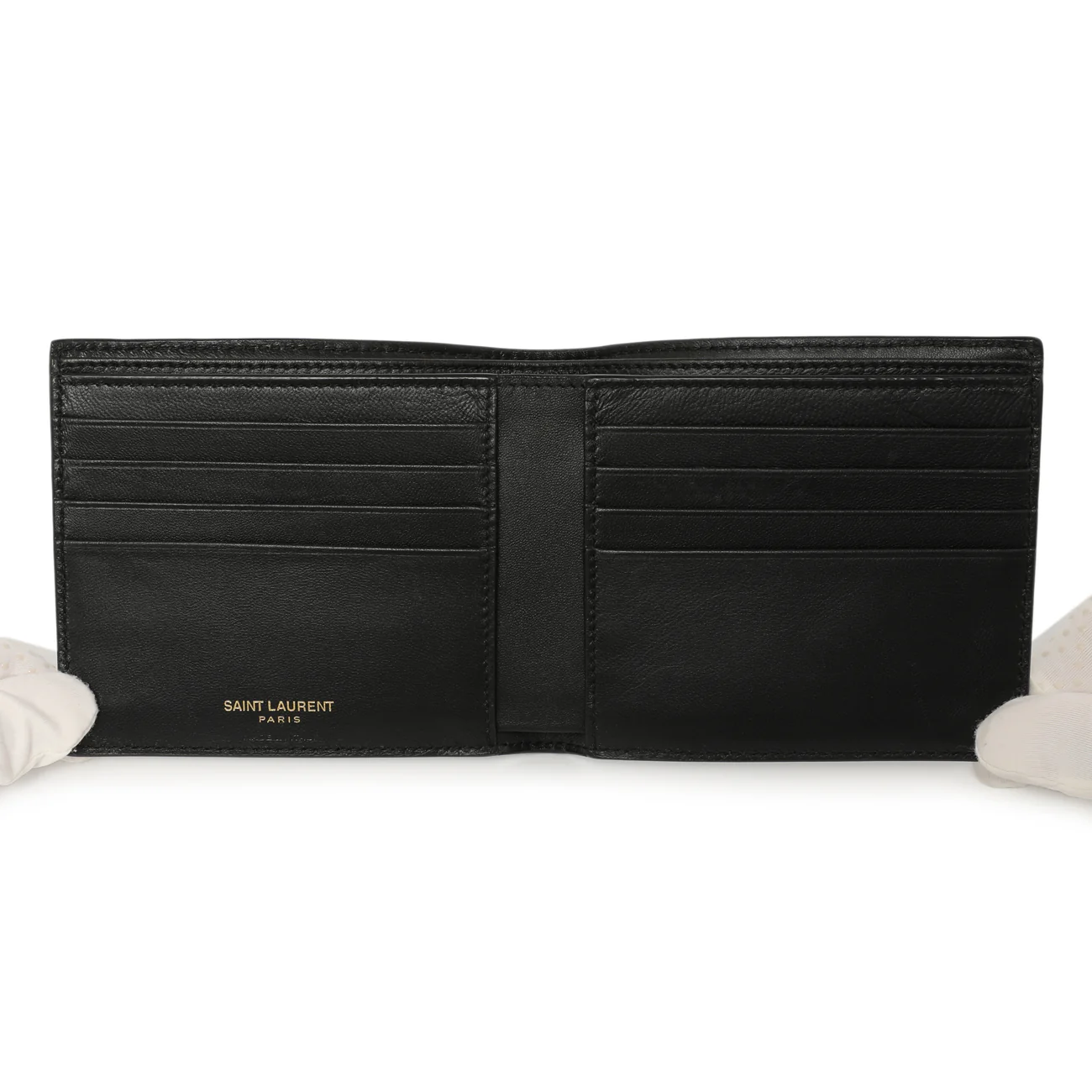 Saint Laurent Black Crocodile Embossed Tiny Cassandre East/West Wallet - Image 3