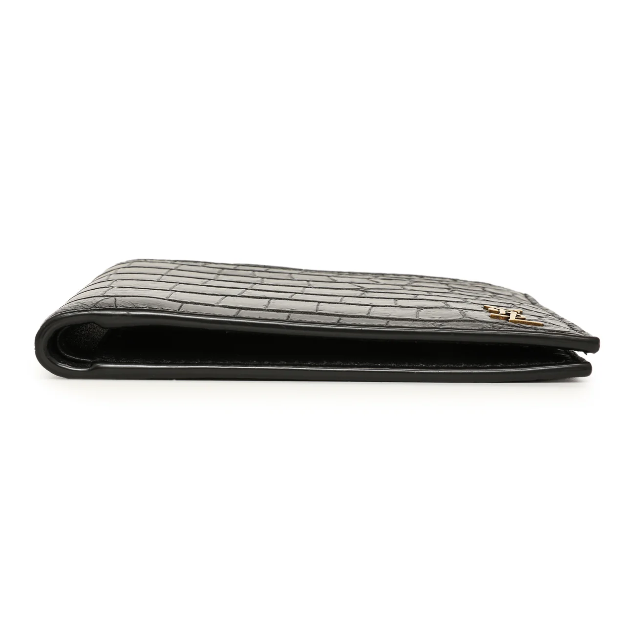Saint Laurent Black Crocodile Embossed Tiny Cassandre East/West Wallet - Image 5