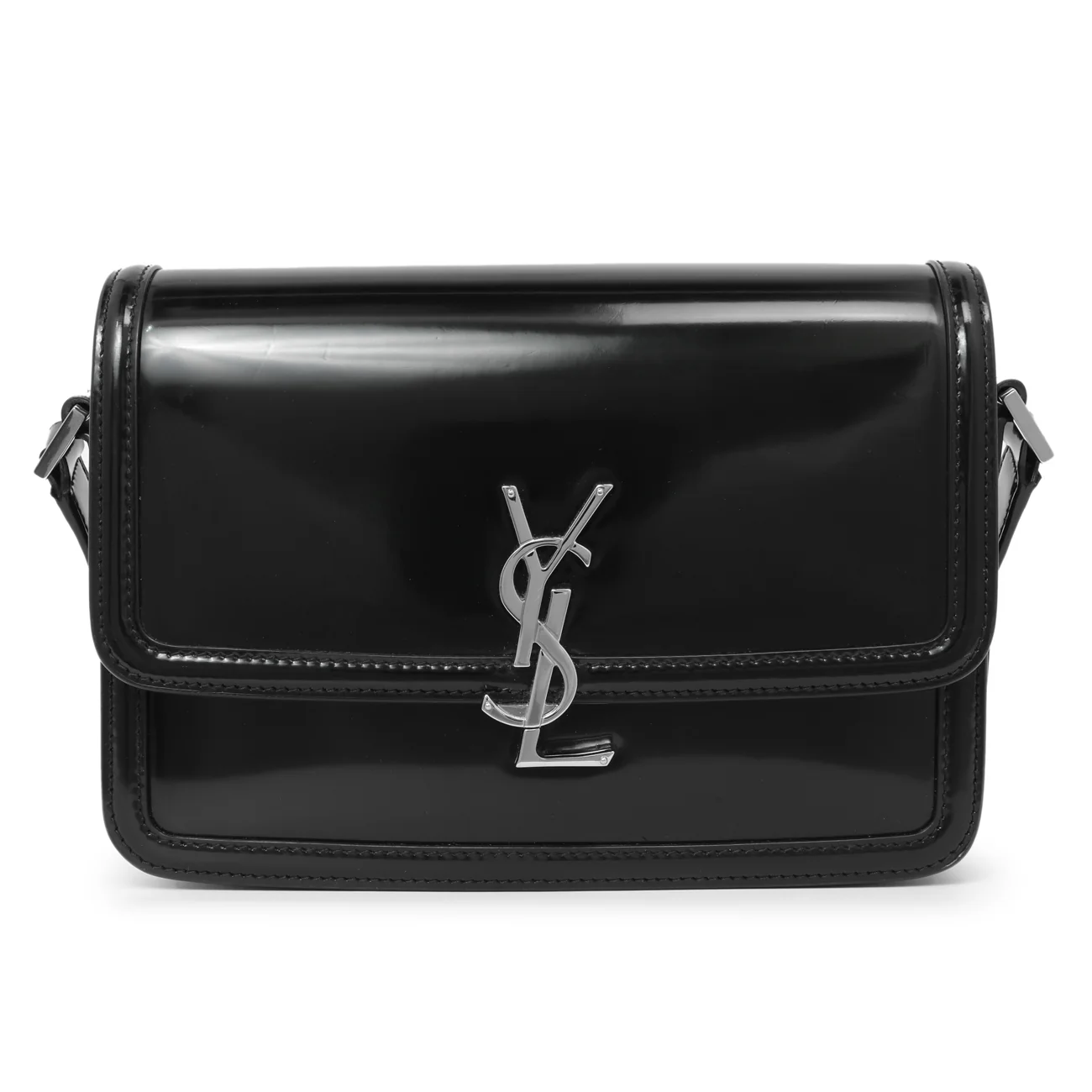 Saint Laurent Black Glazed Calfskin Monogram Medium Solferino - Image 2