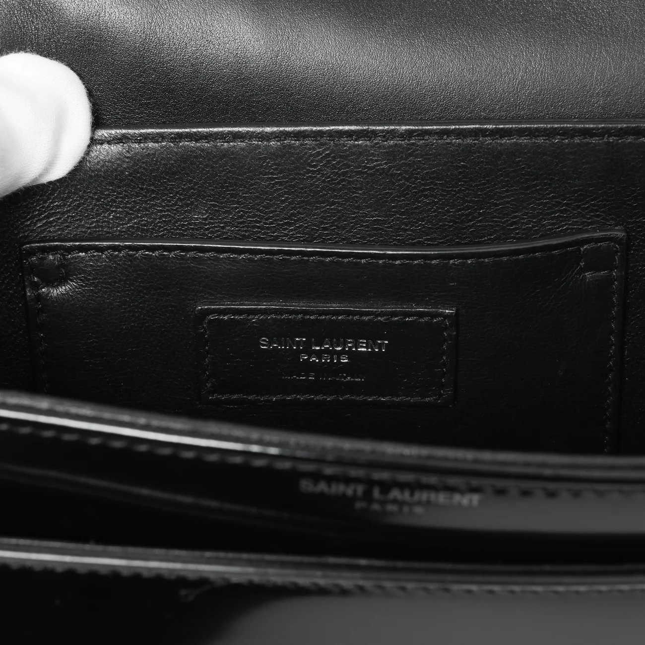 Saint Laurent Black Glazed Calfskin Monogram Medium Solferino - Image 6