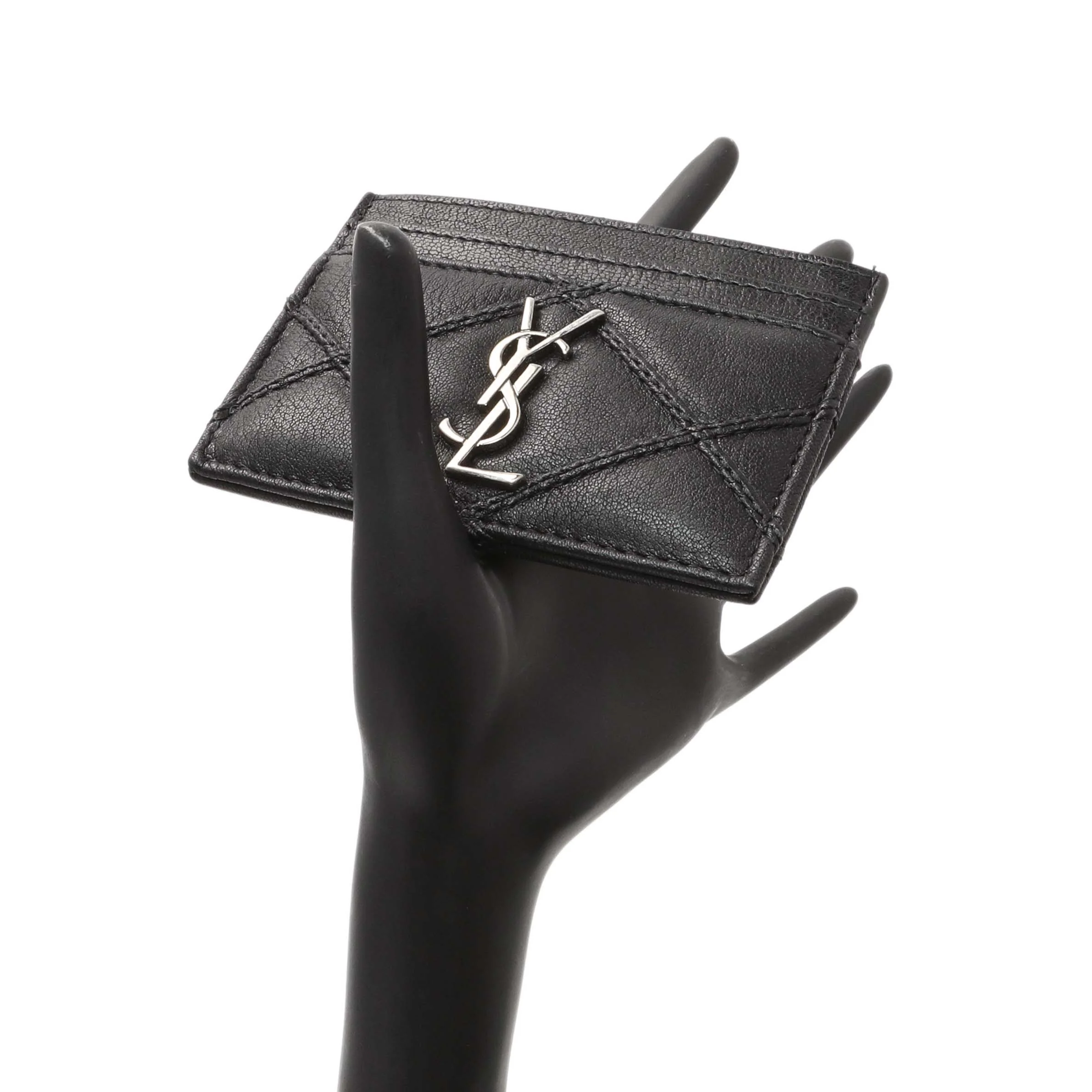 Saint Laurent Black Goatskin Credit Card Case - Image 7