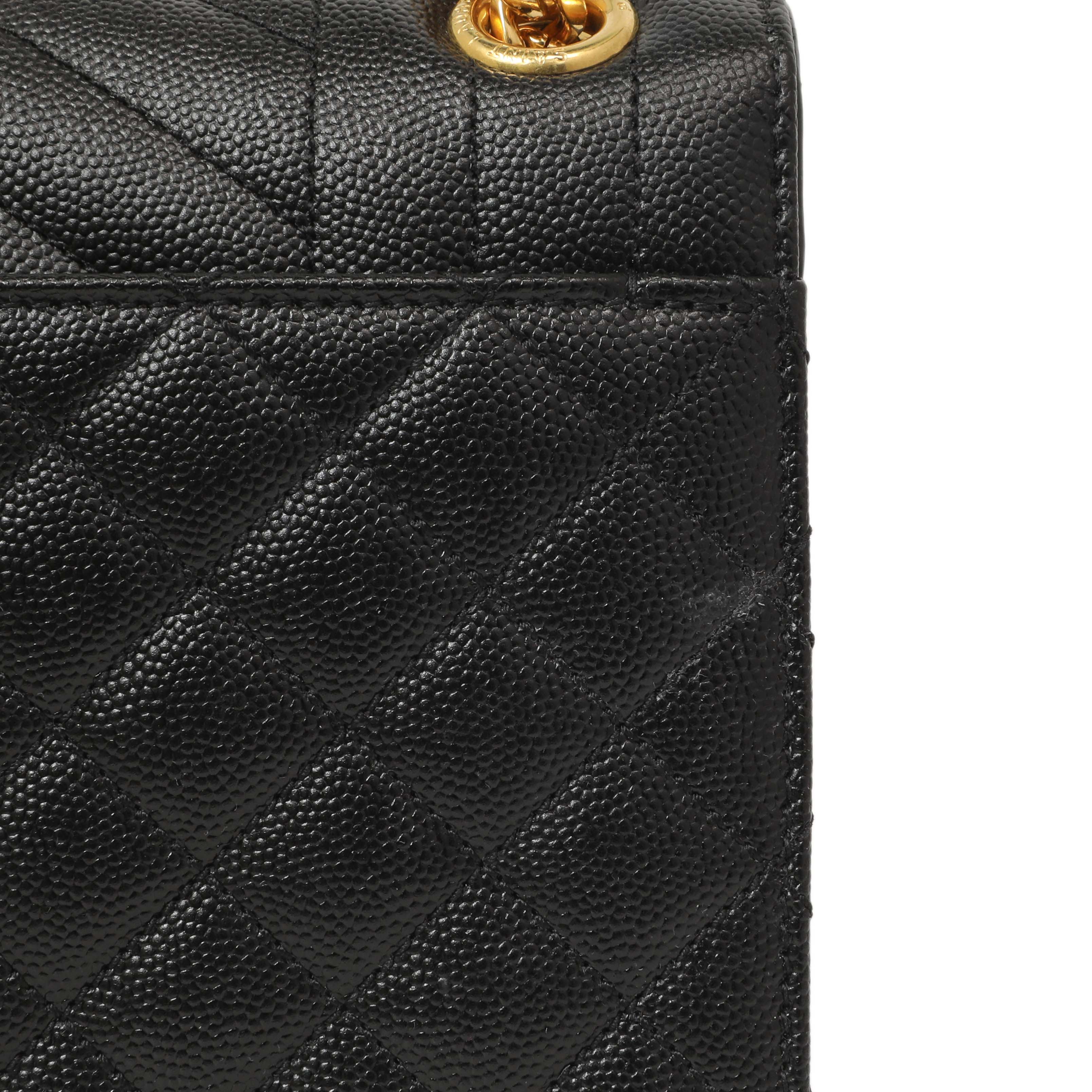 Saint Laurent Black Grain De Poudre Matelasse Chevron Medium Triquilt Monogram Satchel - Image 7