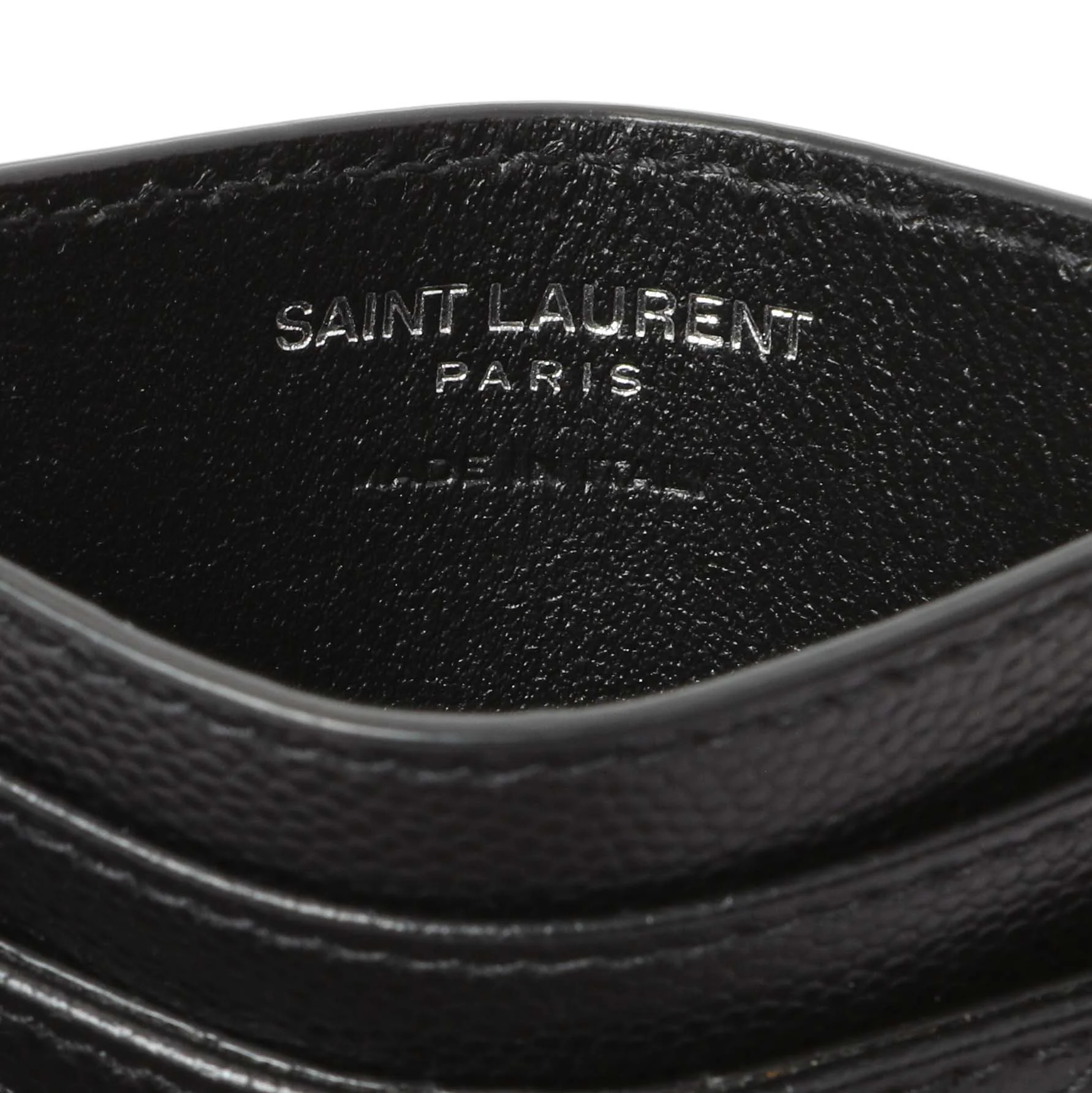 Saint Laurent Black Grain De Poudre Matelasse Chevron Monogram Credit Card Case - Image 5