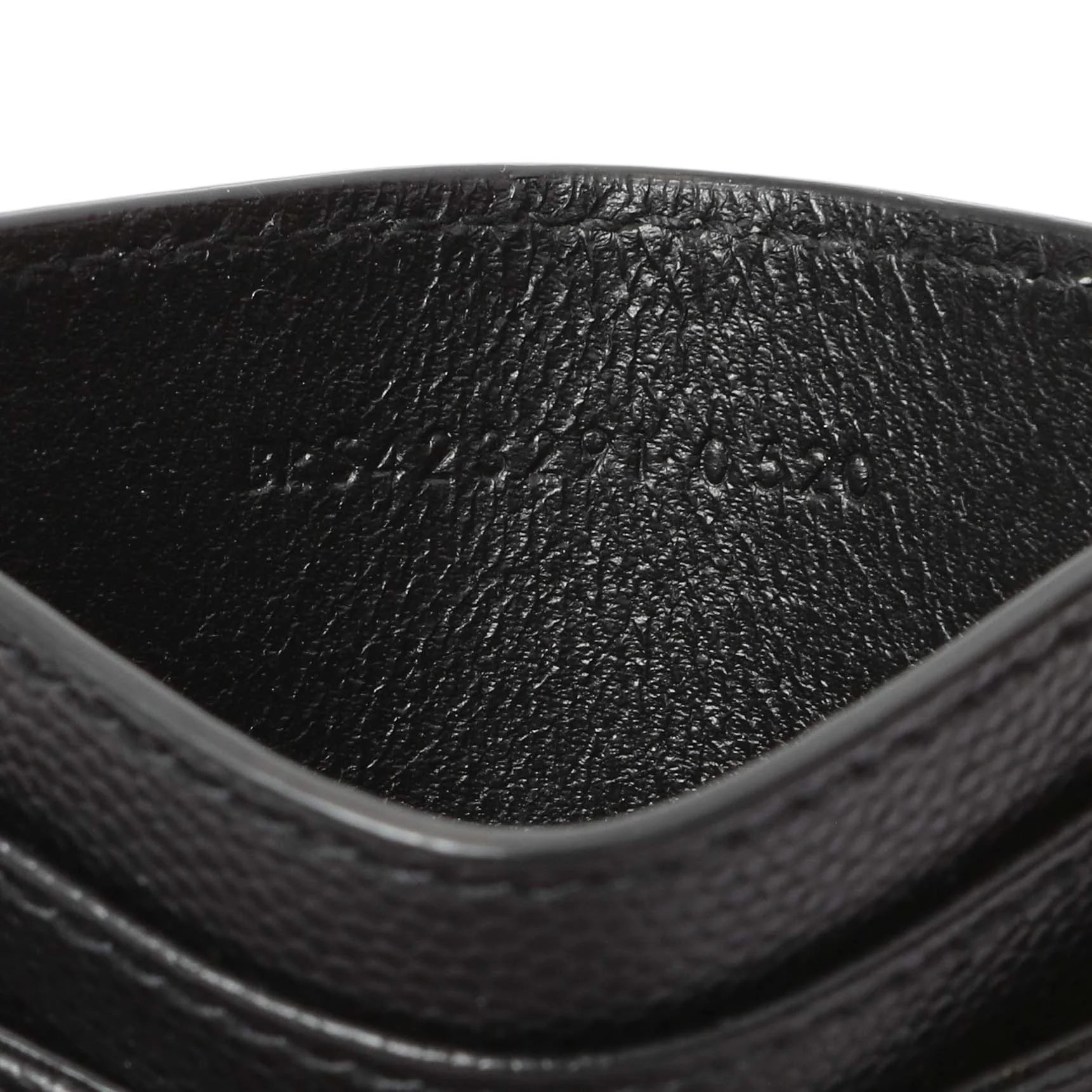 Saint Laurent Black Grain De Poudre Matelasse Chevron Monogram Credit Card Case - Image 6