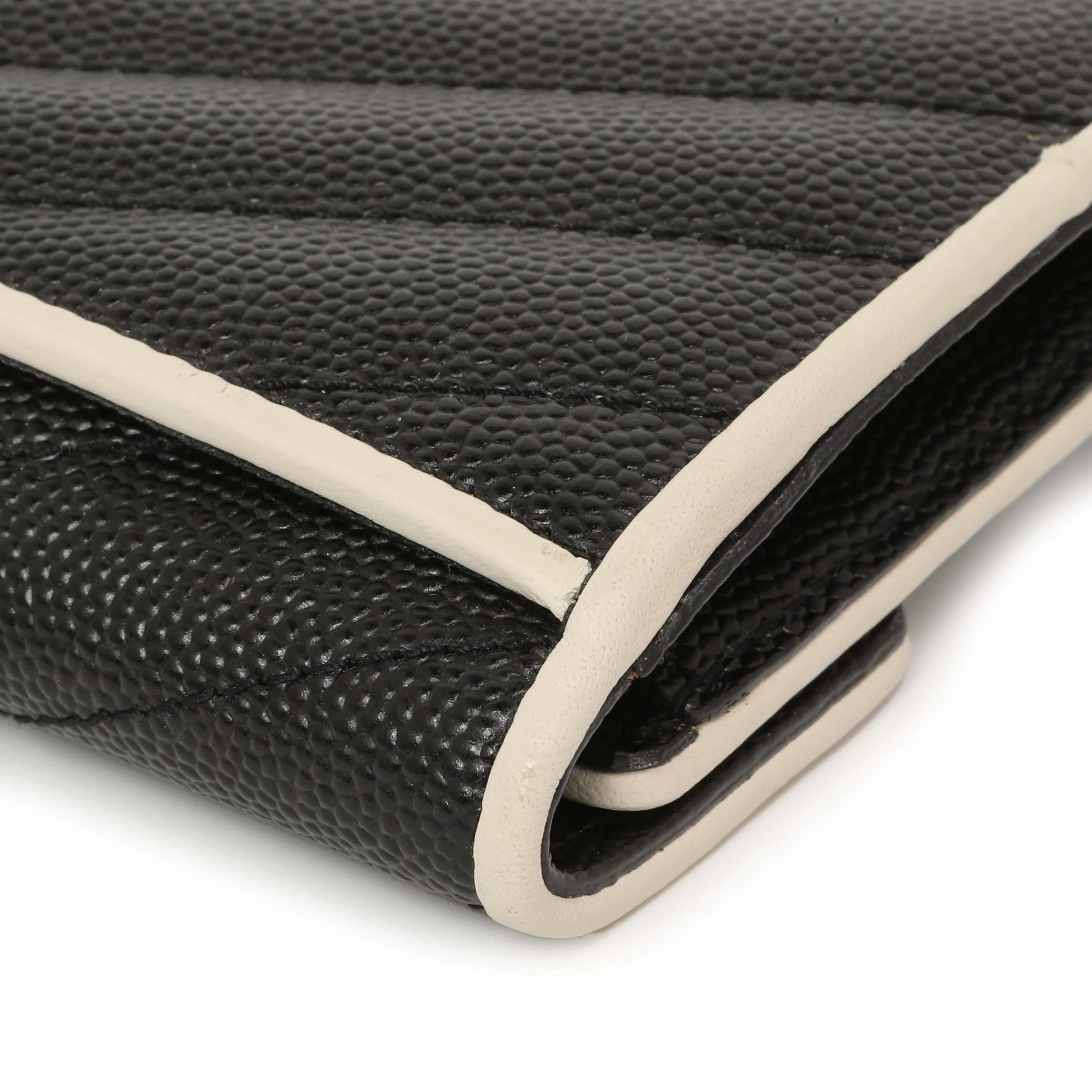 Saint Laurent Black Grain De Poudre Matelasse Chevron Monogram Envelope Wallet - Image 10