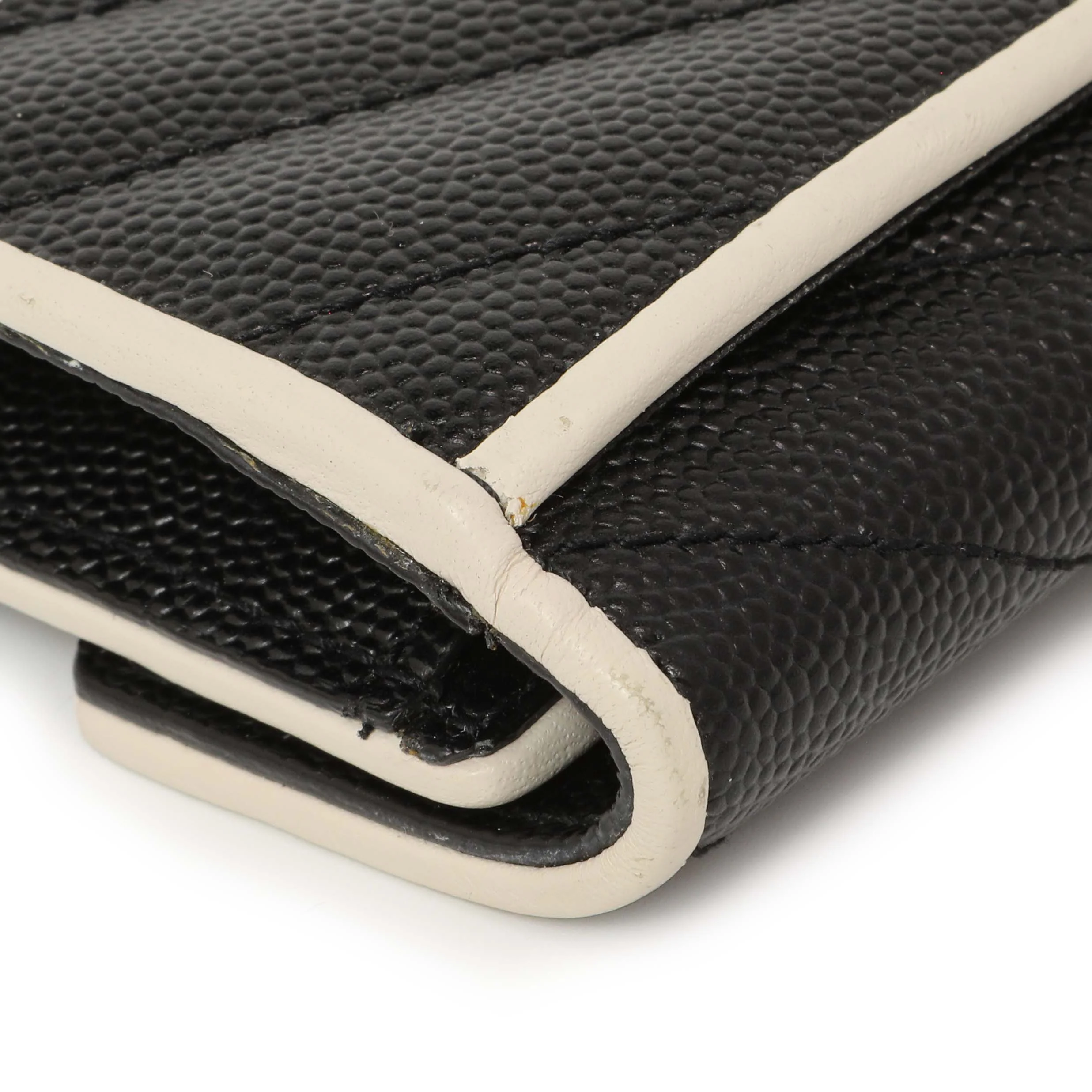 Saint Laurent Black Grain De Poudre Matelasse Chevron Monogram Envelope Wallet - Image 11