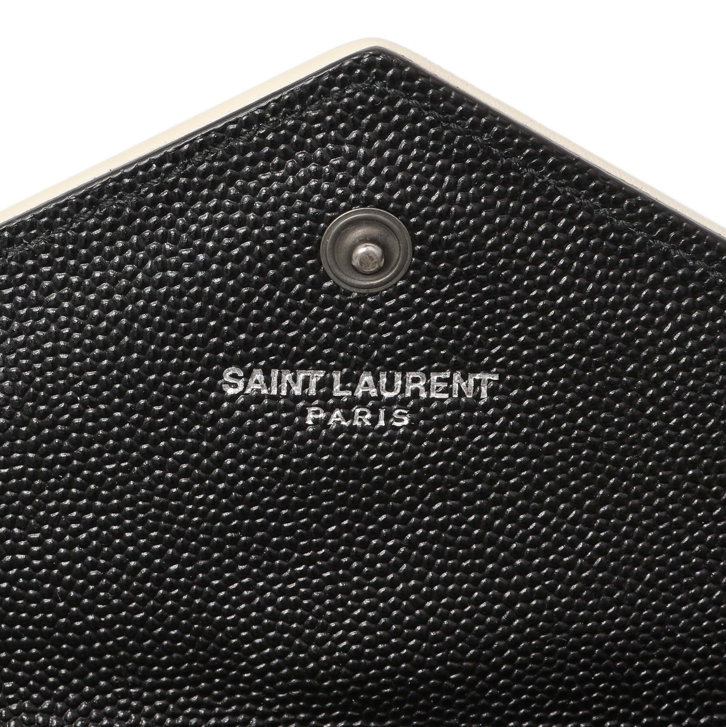 Saint Laurent Black Grain De Poudre Matelasse Chevron Monogram Envelope Wallet - Image 13