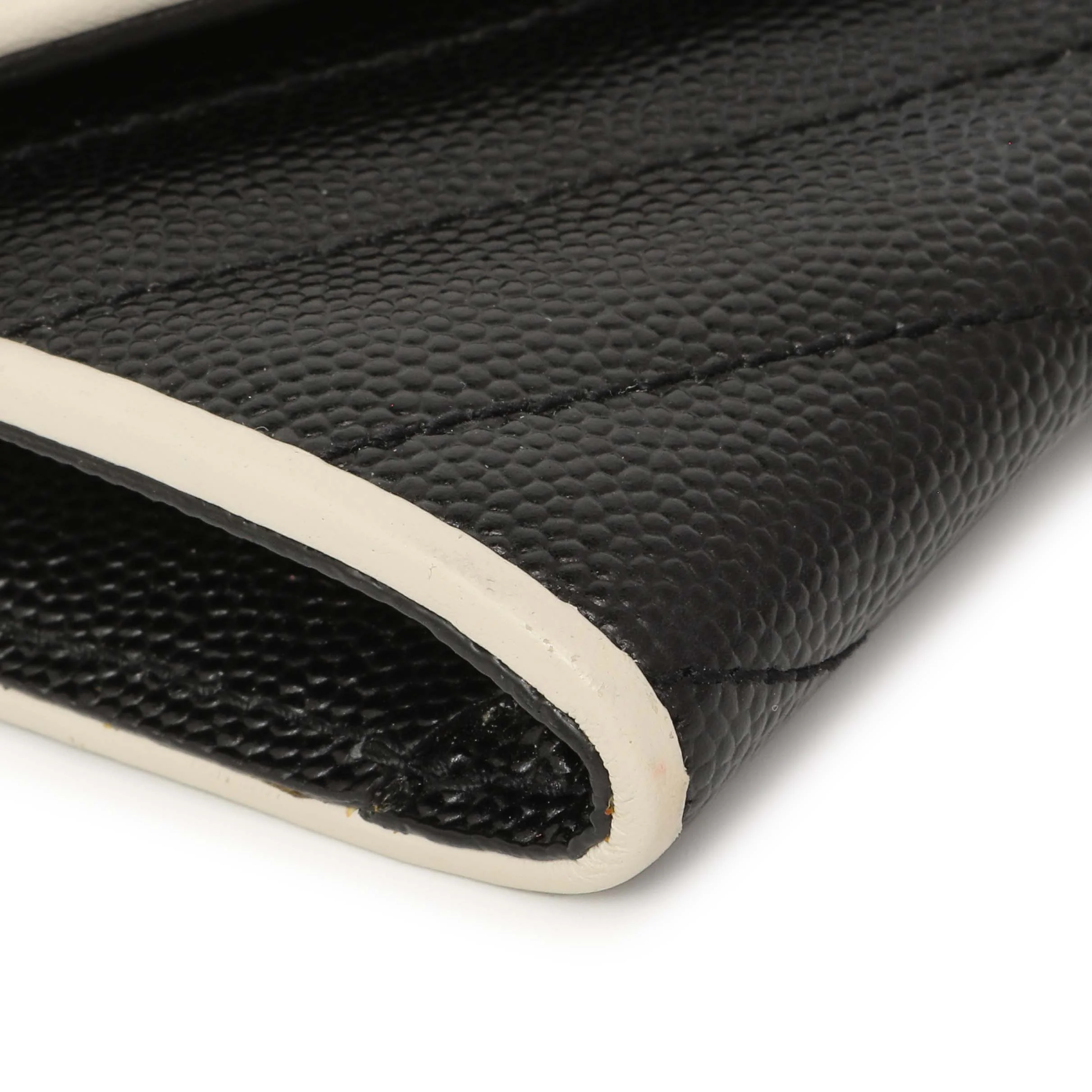 Saint Laurent Black Grain De Poudre Matelasse Chevron Monogram Envelope Wallet - Image 4