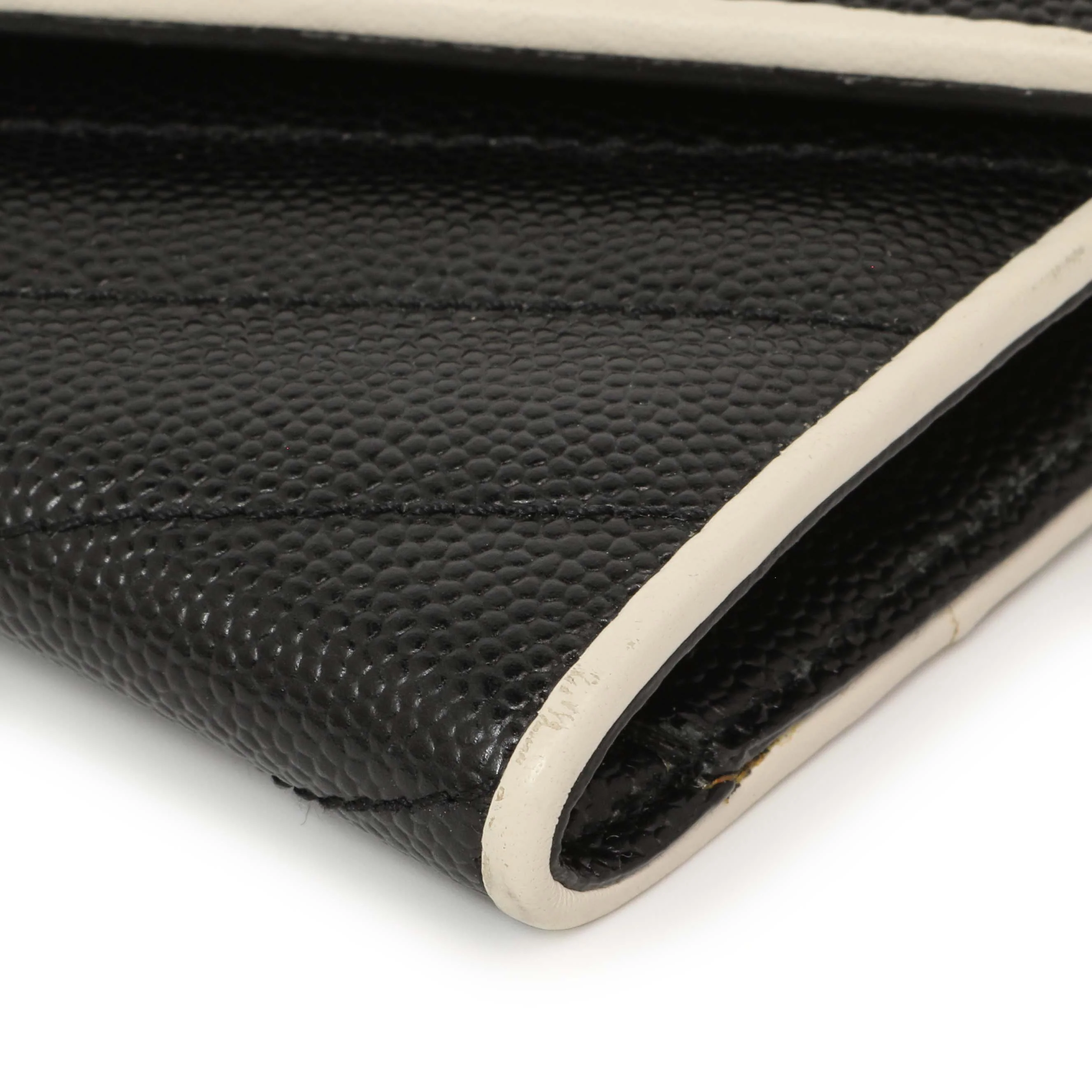 Saint Laurent Black Grain De Poudre Matelasse Chevron Monogram Envelope Wallet - Image 5