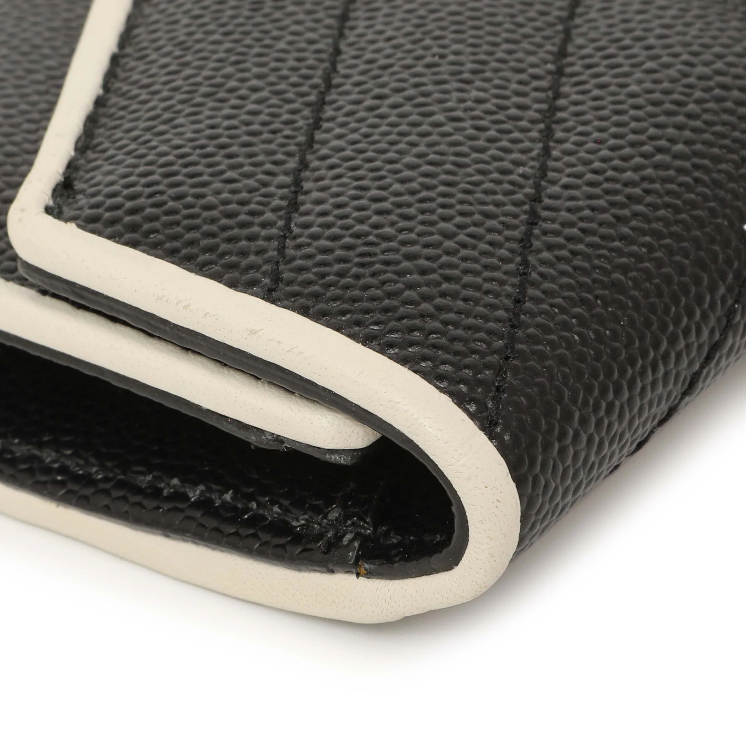 Saint Laurent Black Grain De Poudre Matelasse Chevron Monogram Envelope Wallet - Image 8