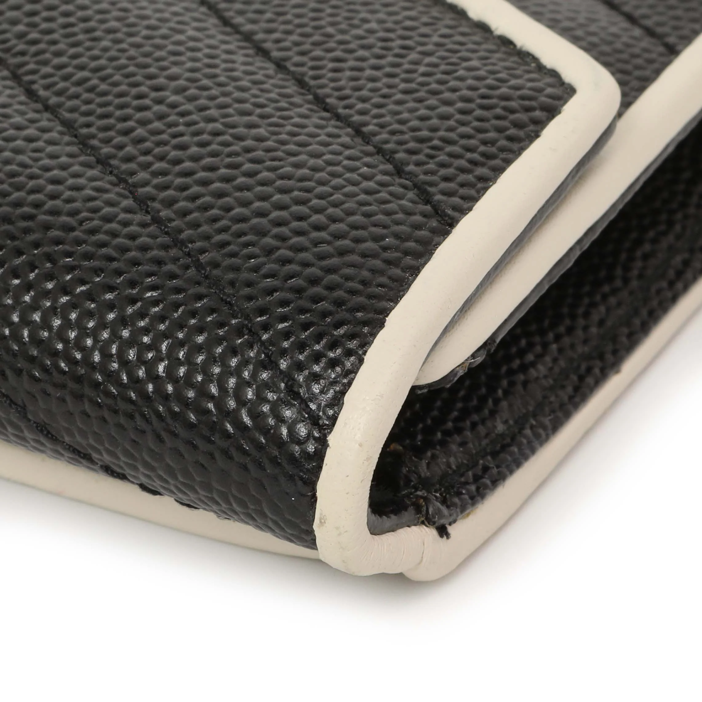 Saint Laurent Black Grain De Poudre Matelasse Chevron Monogram Envelope Wallet - Image 9