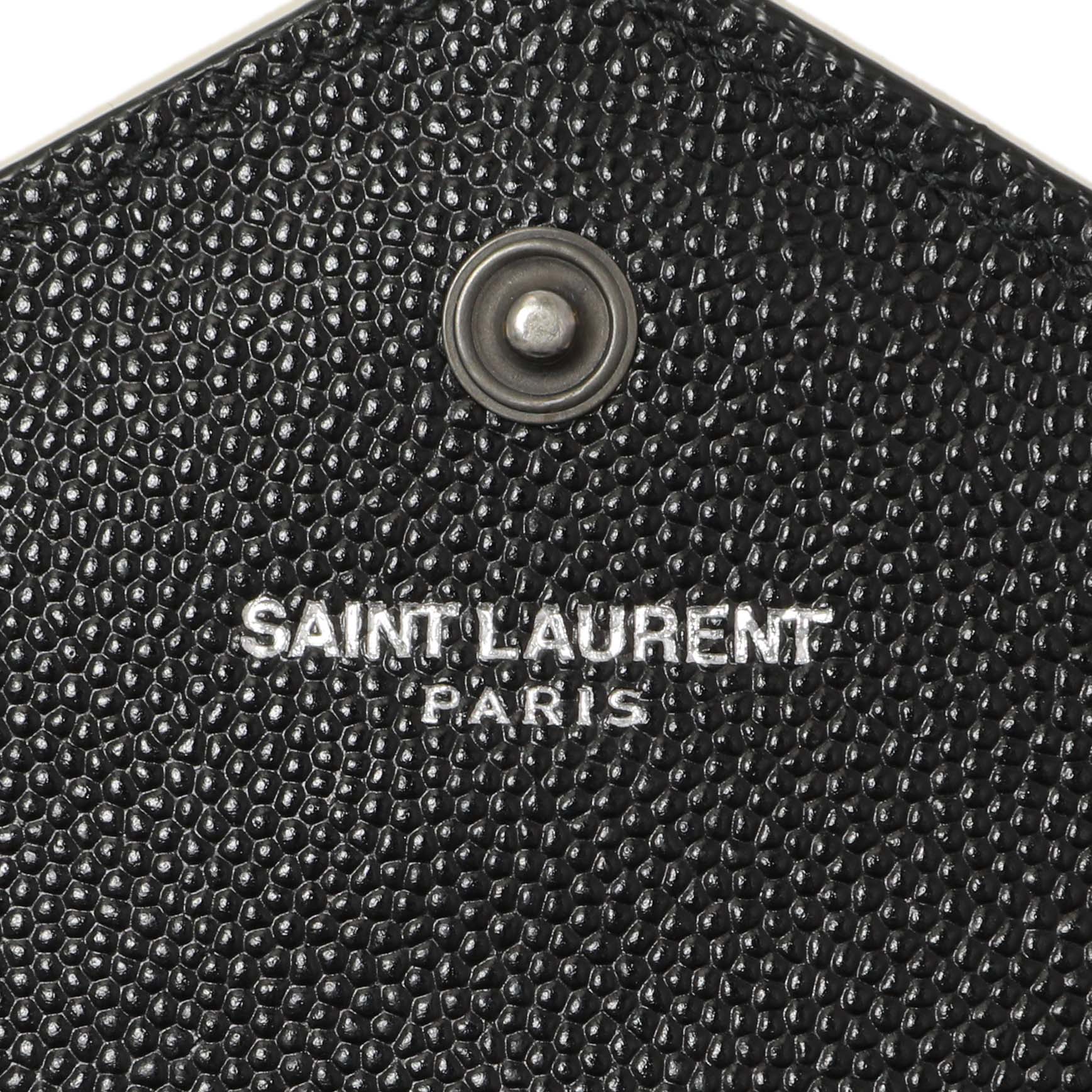 Saint Laurent Black Grain De Poudre Matelasse Chevron Monogram Envelope Wallet - Image 5