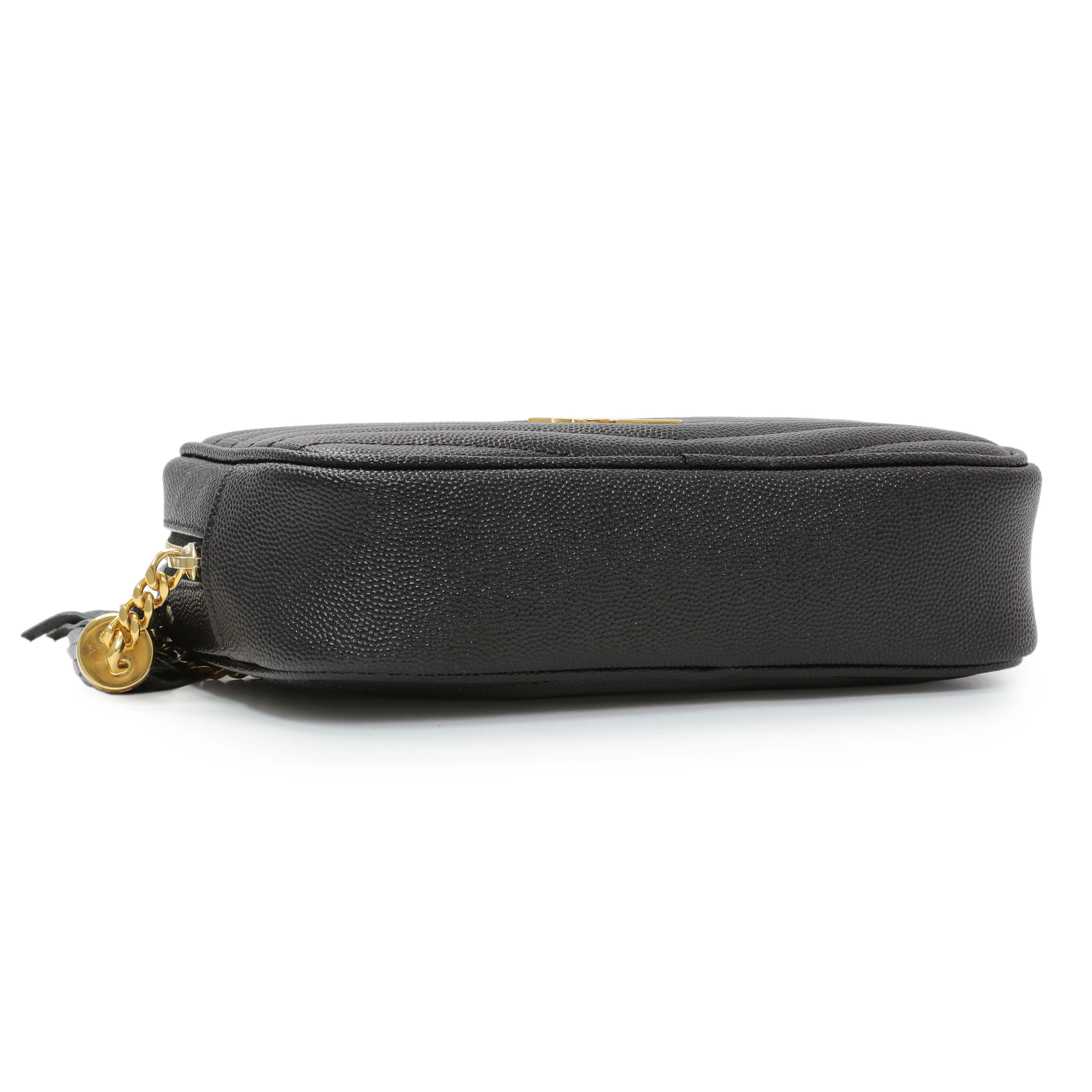 Saint Laurent Black Grain De Poudre Matelasse Monogram Mini Lou Camera Bag - Image 3